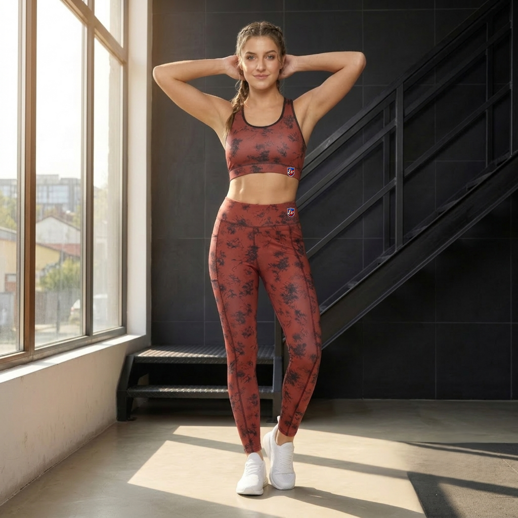 Elen Vosky Sports Bra and Leggings Set for Women | Moisture-Wicking Activewear | Active Wear Yoga Pants Zumba,Dance and Sports Bra Set