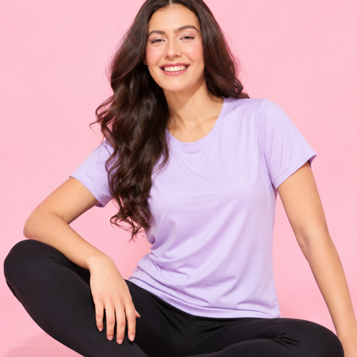 Women Gym Wear Set | Round Neck Half Sleeve T-Shirt & Leggings Combo | Comfortable Yoga, Workout, Running Set for Women