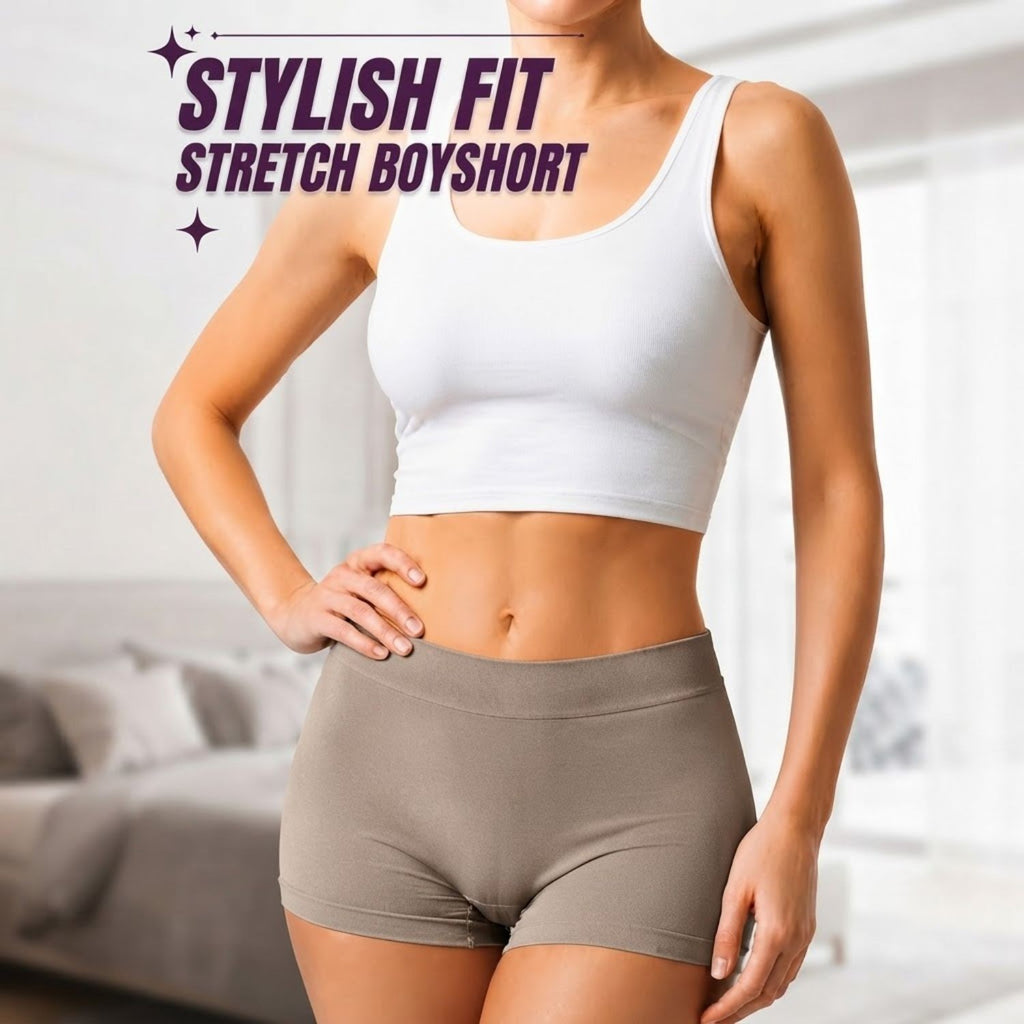 Premium Mid Waist Seamless Shorts for Girls and Women Spandex Boy Shorts Panties (Pack of 2)(2011-SK-GY)