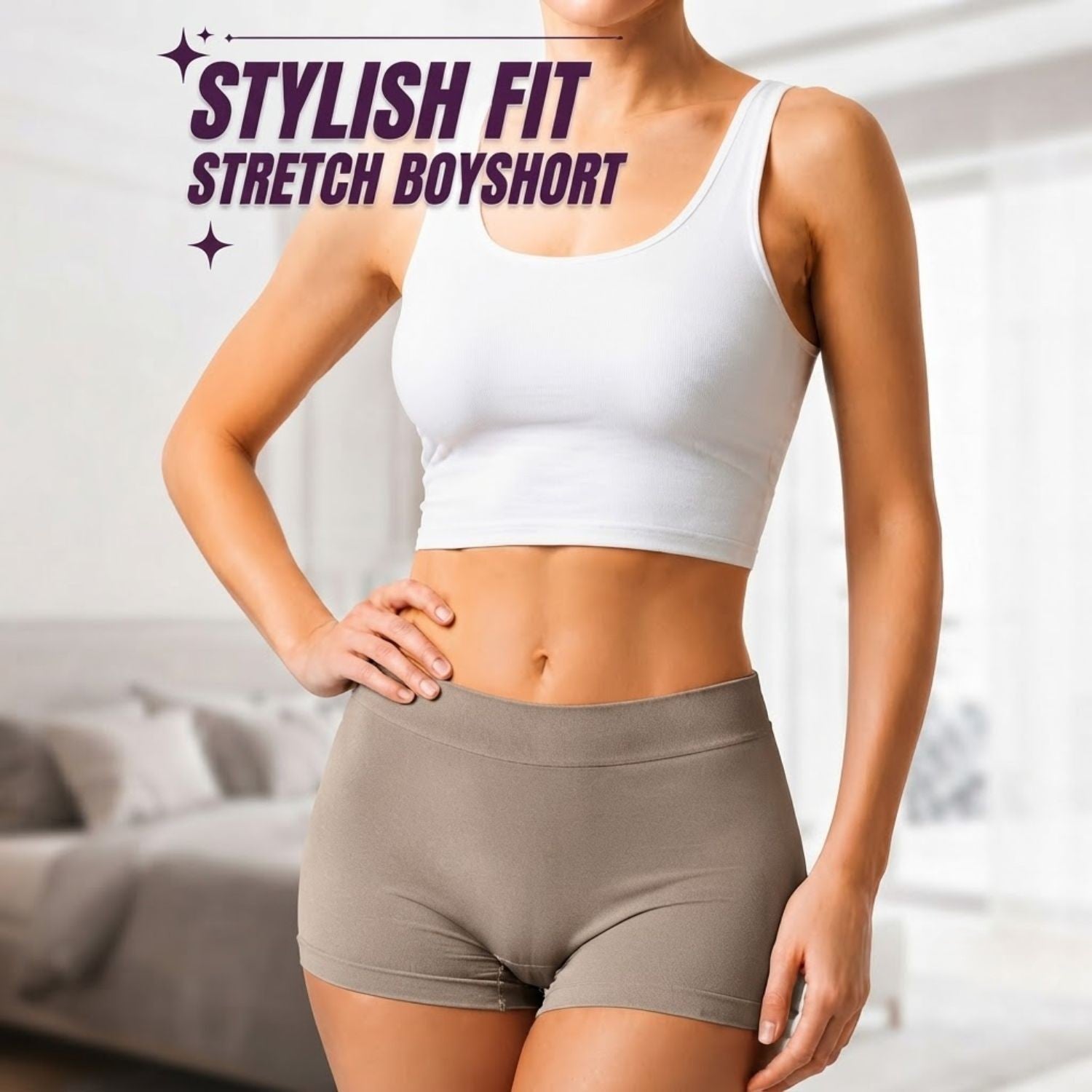 Premium Mid Waist Seamless Shorts for Girls and Women Spandex Boy Shorts Panties (Pack of 2)(2011-SK-GY)