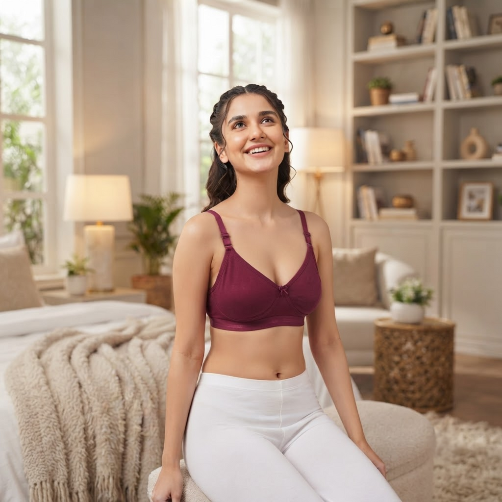 Elen Vosky Non-Padded Bra for Women (Pack of 3) | Seamless Wireless | 3-Hook Back Closure | Adjustable Shoulder Straps | Breathable Cotton Fabric | Everyday Wear