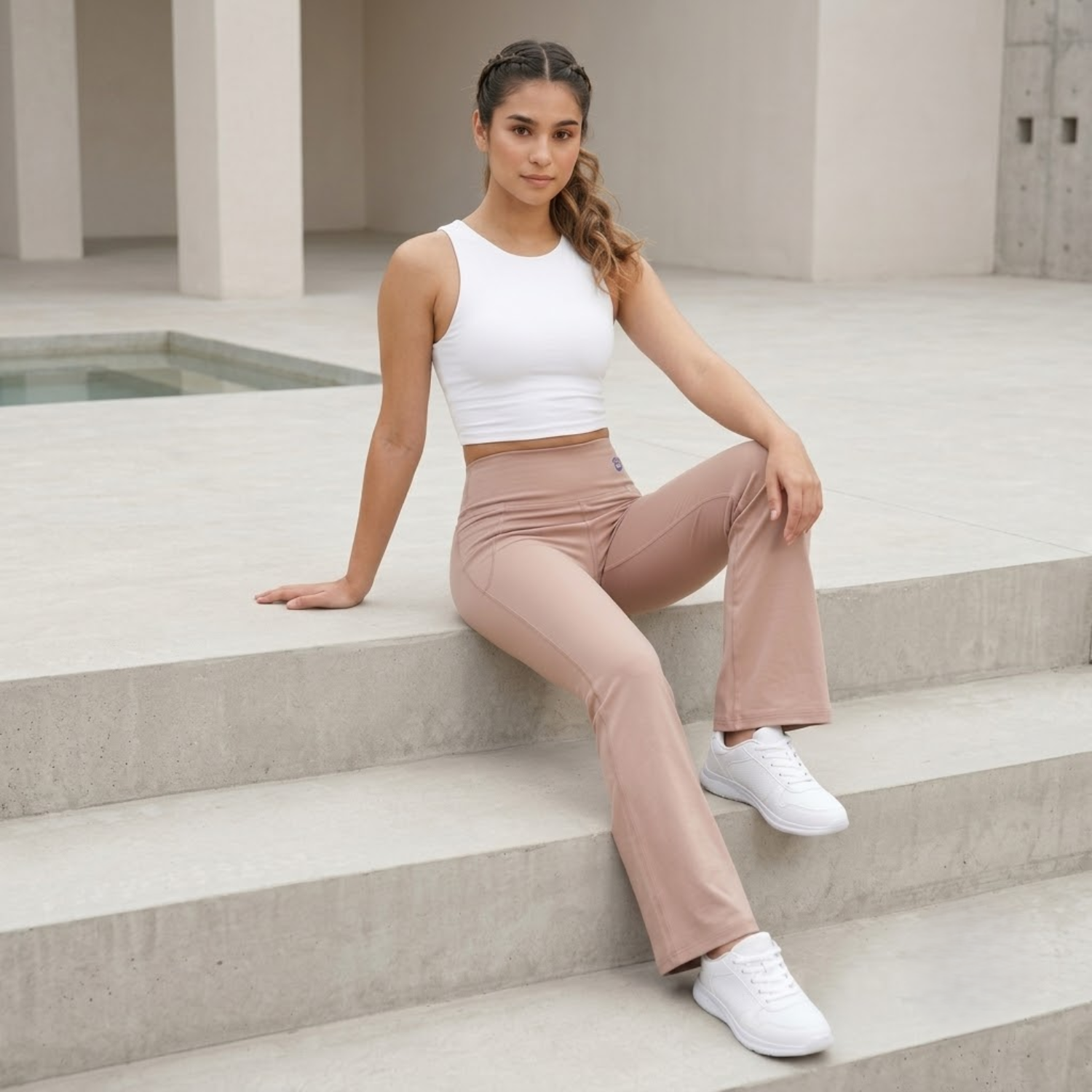 Elen Vosky Flare Pants for Women | Double Pockets | Wide Leg Stretch Workout Pants | Pants for Travel, Casual Wear, Office & Everyday Comfort