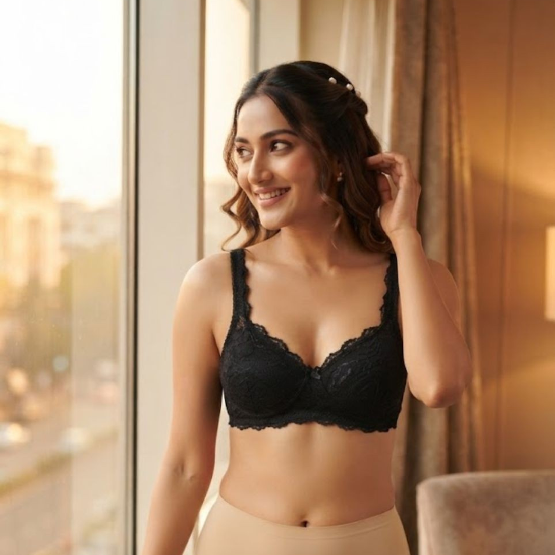 Non-Padded Bra for women | Full Lace & Floral Design | Wire-Free Comfortable Everyday Bra | Adjustable Straps | Lightweight Breathable Lingerie(Pack of 2)