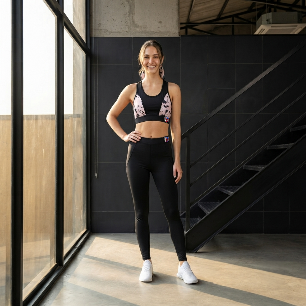 Elen Vosky Women's Activewear Set | Racerback Sports Bra & High Waist Gym Leggings | Dual Side Pockets | Stretch Workout Outfit for Yoga, Gym, Running & Fitness