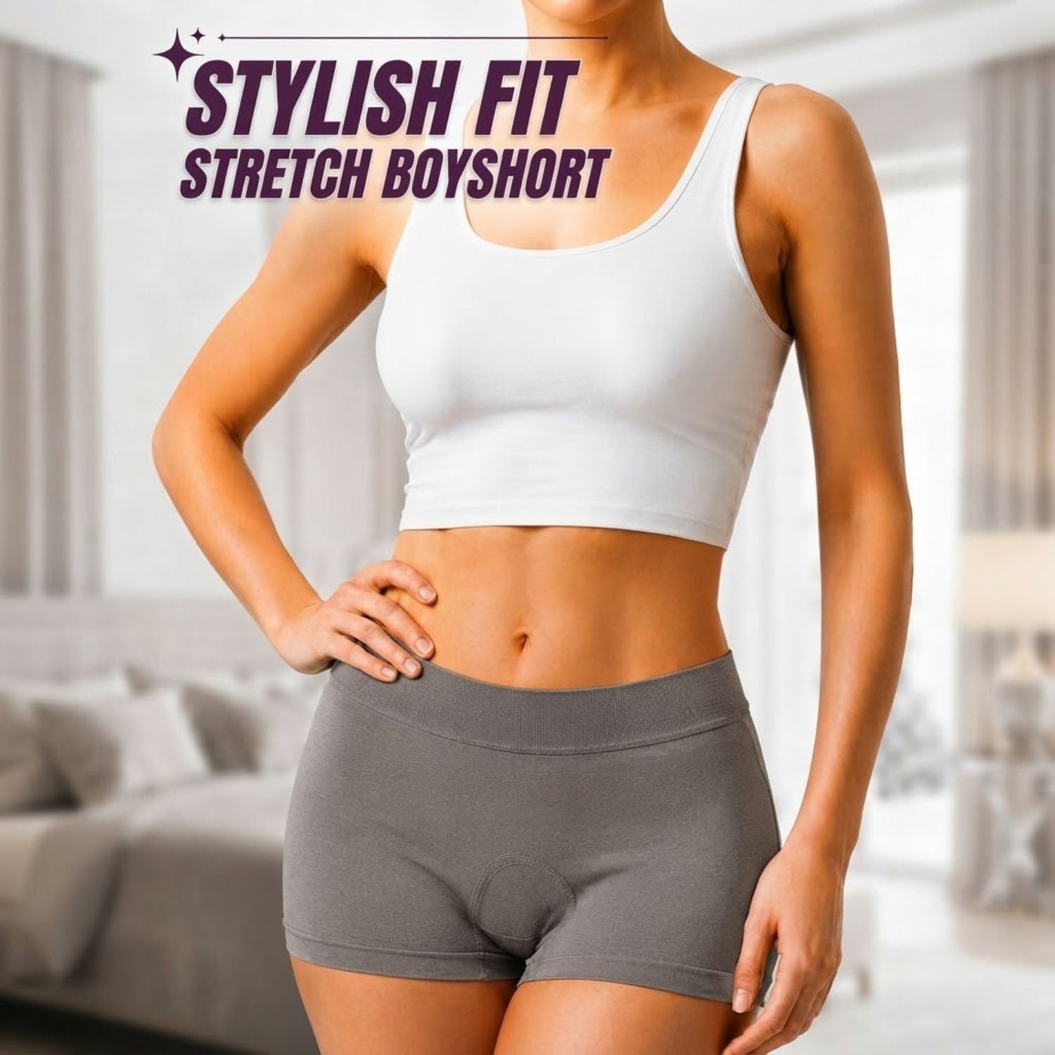 Premium Mid Waist Seamless Shorts for Girls and Women Spandex Boy Shorts Panties (Pack of 1)(2011-GY)
