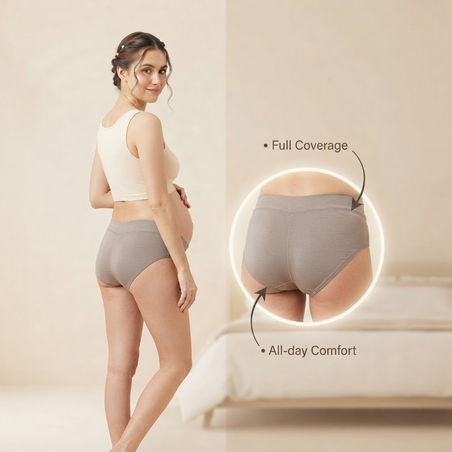 Elen Vosky Maternity Panties for Women | Soft Modal Pregnancy Panty | Full Coverage | Stretch Fit | Pregnancy Comfort