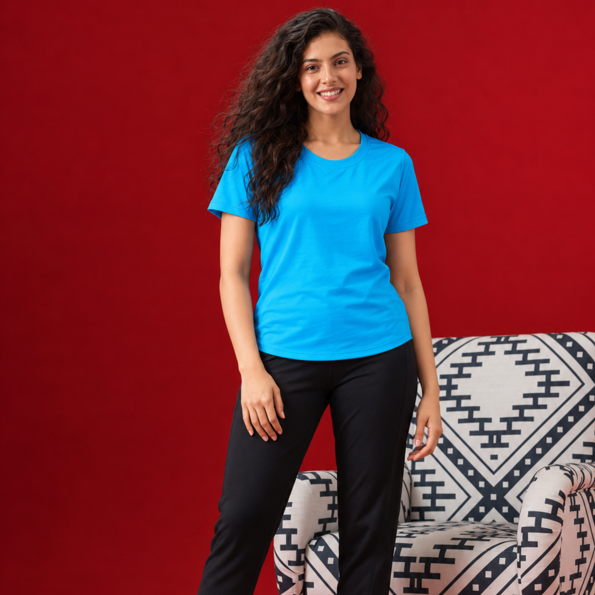 Women Gym Wear Set | Round Neck Half Sleeve T-Shirt & Leggings Combo | Comfortable Yoga, Workout, Running Set for Women