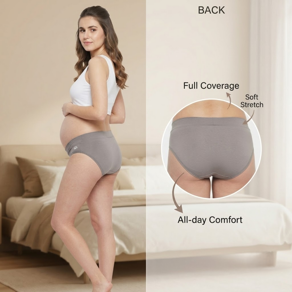 Elen Vosky Maternity Panties for Women (Pack of 2) | Soft Modal Pregnancy Panty | Full Coverage | Stretch Fit | Pregnancy Comfort