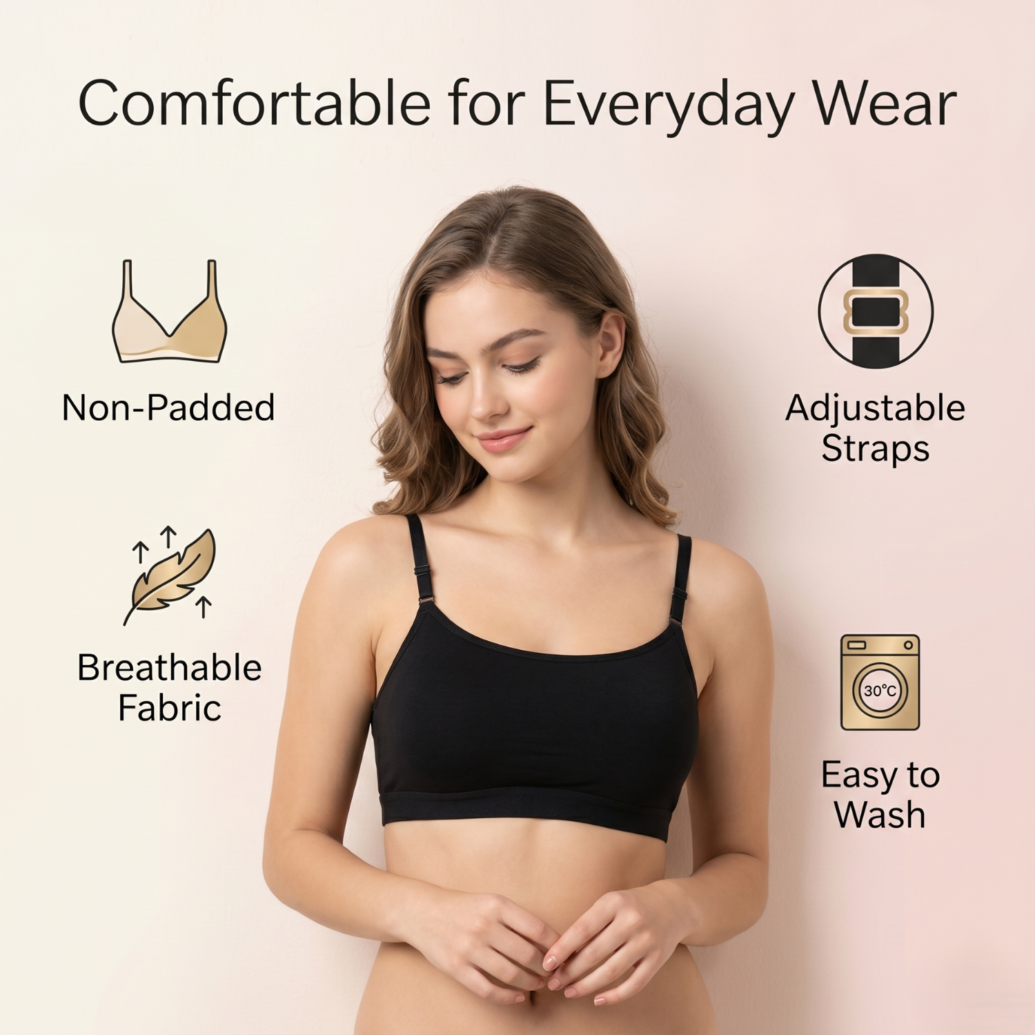 Elen Vosky Premium Teenager Bra | Ultra Soft Breathable Fabric | Breathable Cotton  Fabric |High Support Everyday Comfort | Seamless Smooth Fit Bra |Pack of 2 (Small)