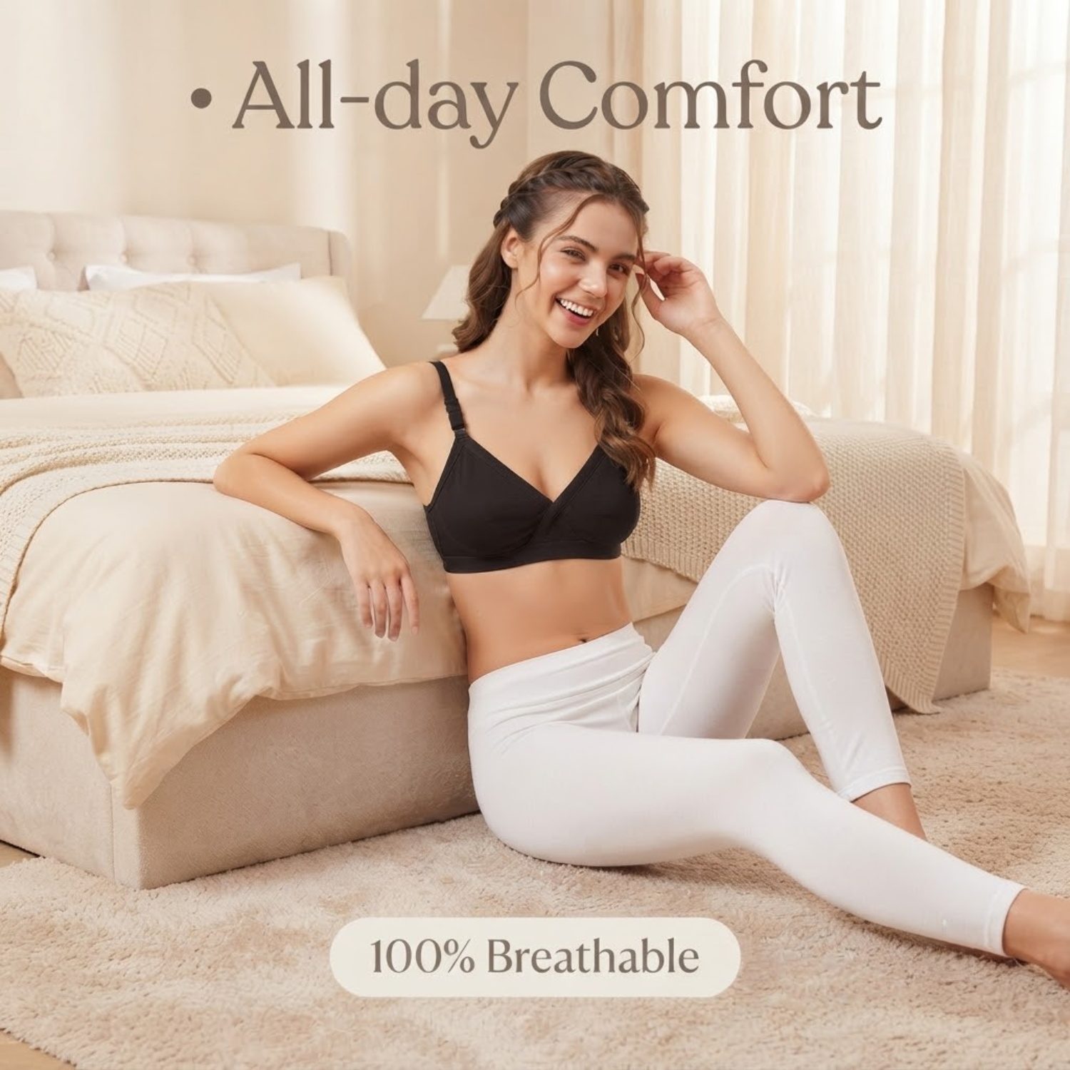 Elen Vosky Bra for Women (Pack of 2) | Seamless Non-Padded Bra|Breathable Cotton Fabric | Comfortable Everyday Wear | Wireless Support