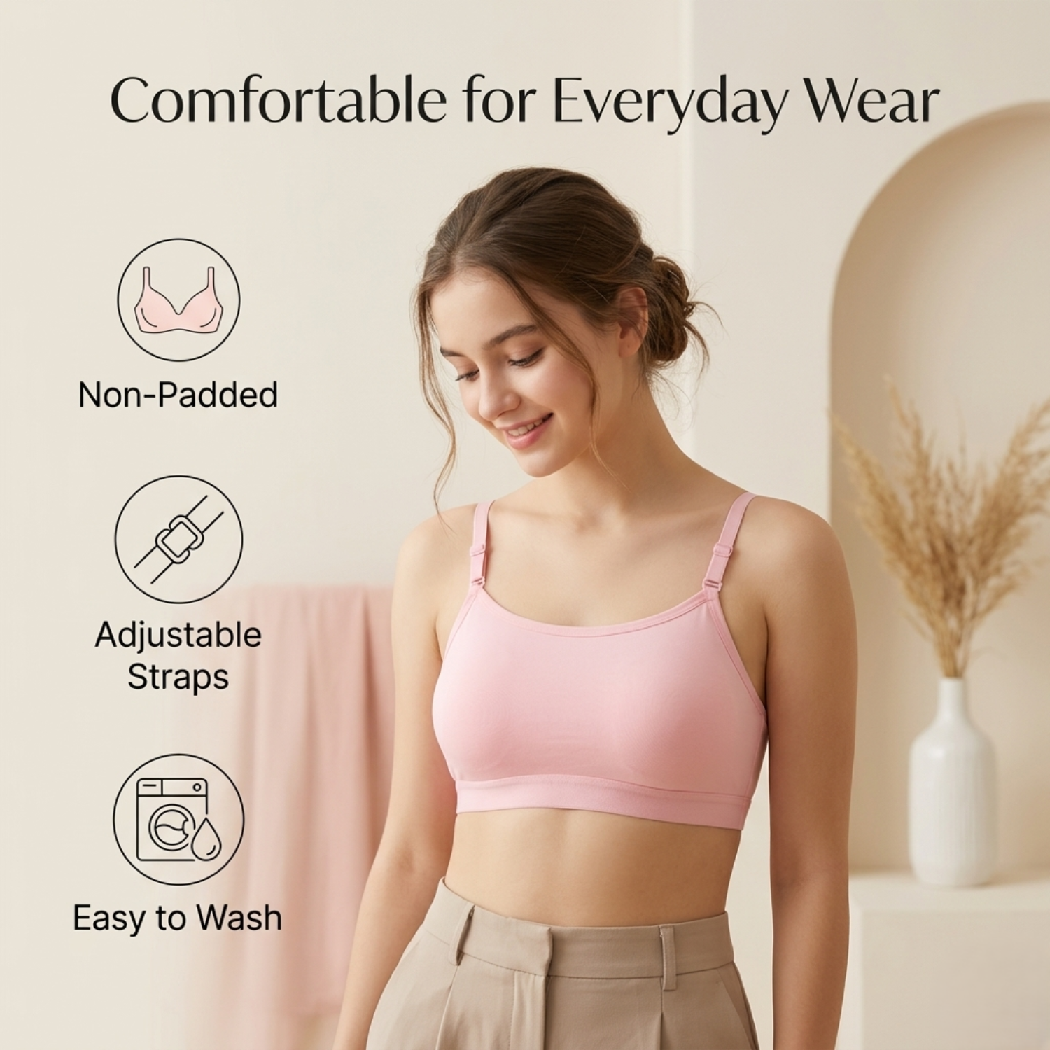 Elen Vosky Premium Teenager Bra | Ultra Soft Breathable Fabric | Breathable Cotton  Fabric |High Support Everyday Comfort | Seamless Smooth Fit Bra |Pack of 2 (Large)