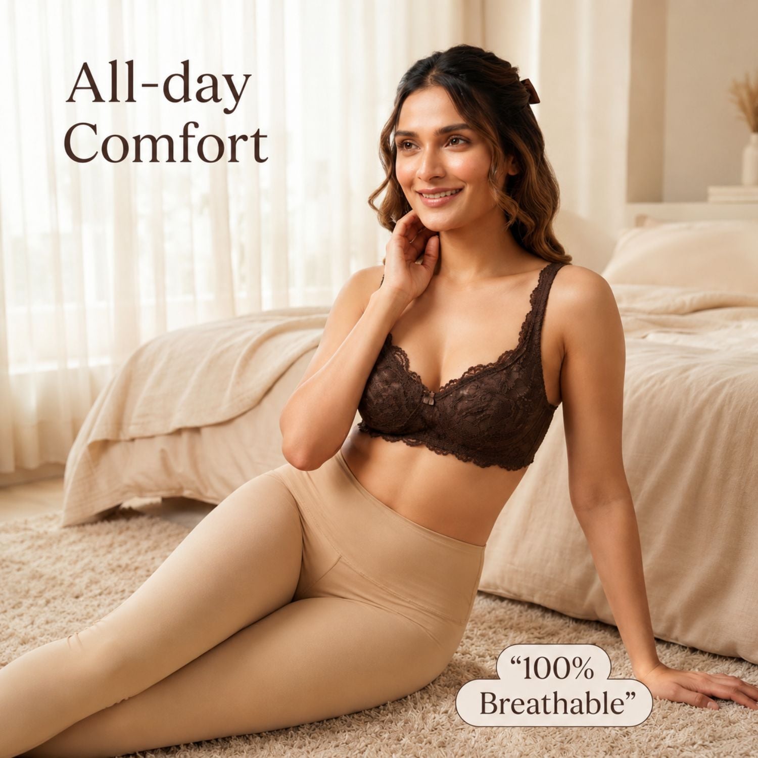 Non-Padded Bra for women | Full Lace & Floral Design | Wire-Free Comfortable Everyday Bra | Adjustable Straps | Lightweight Breathable Lingerie(Pack of 2)