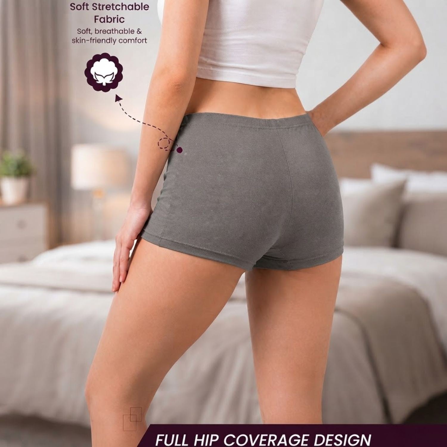 Premium Mid Waist Seamless Shorts for Girls and Women Spandex Boy Shorts Panties (Pack of 1)(2011-GY)