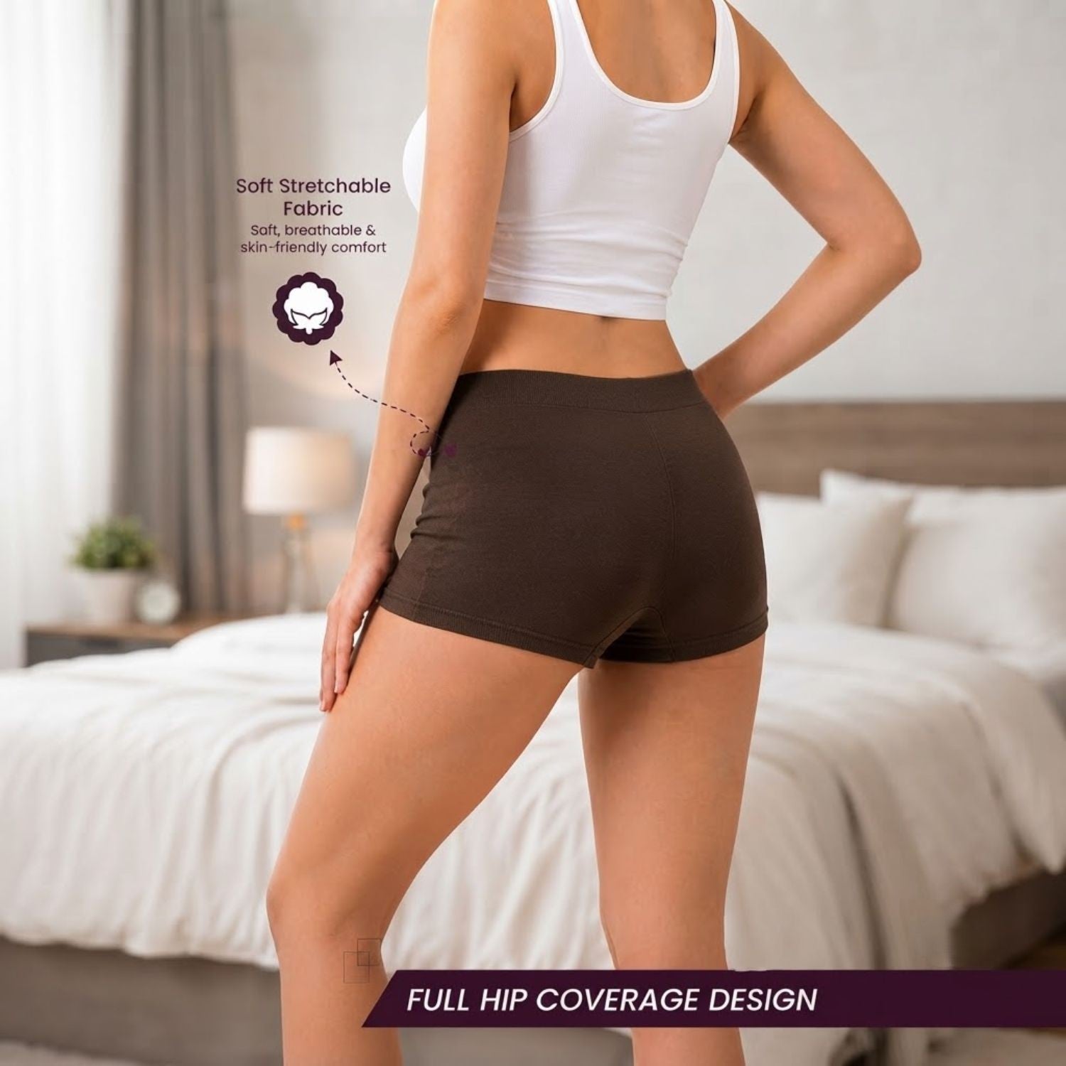 Premium Mid Waist Seamless Shorts for Girls and Women Spandex Boy Shorts Panties (Pack of 2)(2011-BK-BR)