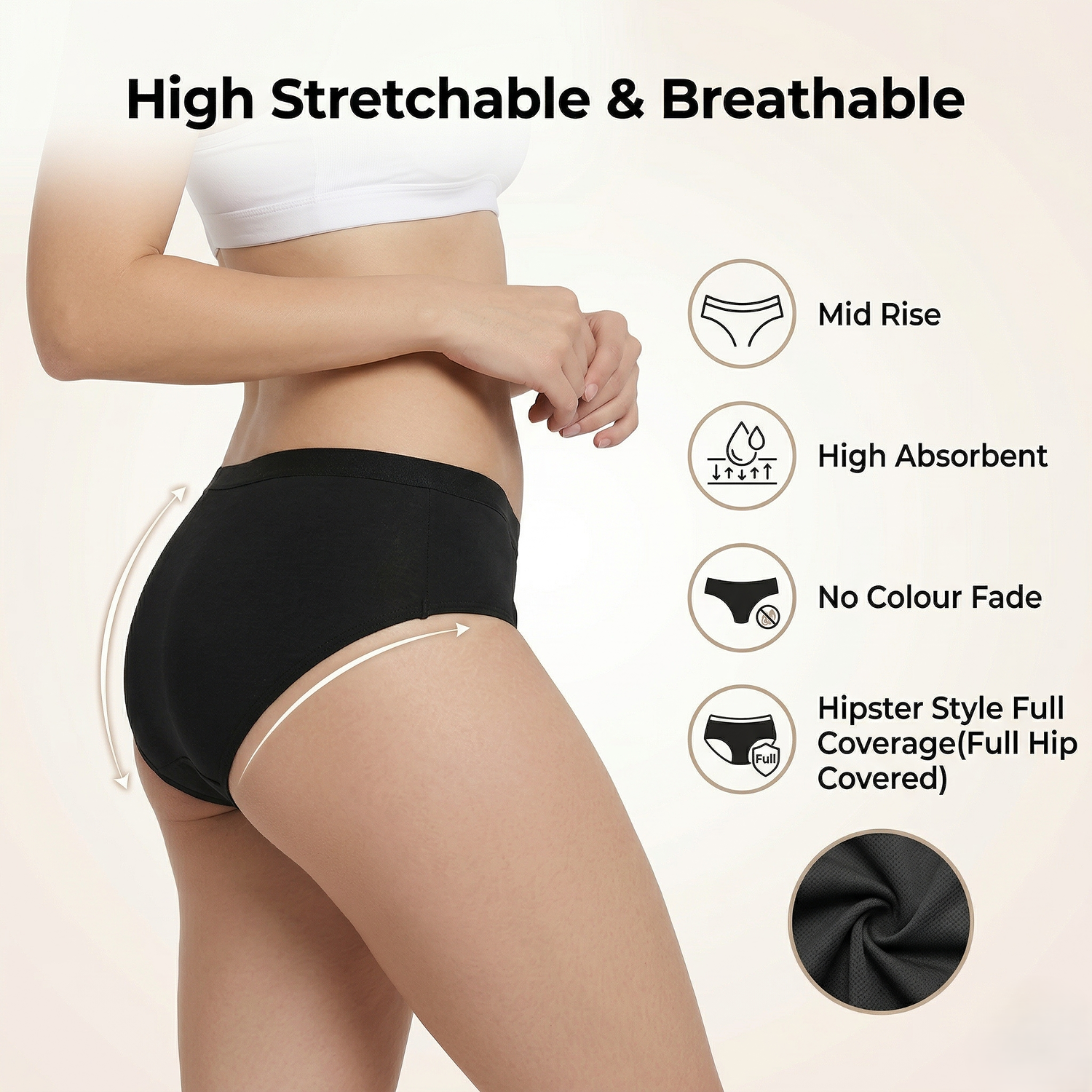 Elen Vosky Women Cotton Panties Pack of 3 | Breathable Cotton Lycra Fabric | Full Coverage Panty Set | Mid Rise Stretch Fit | Anti Odor & Sweat Absorbent | women innerwear