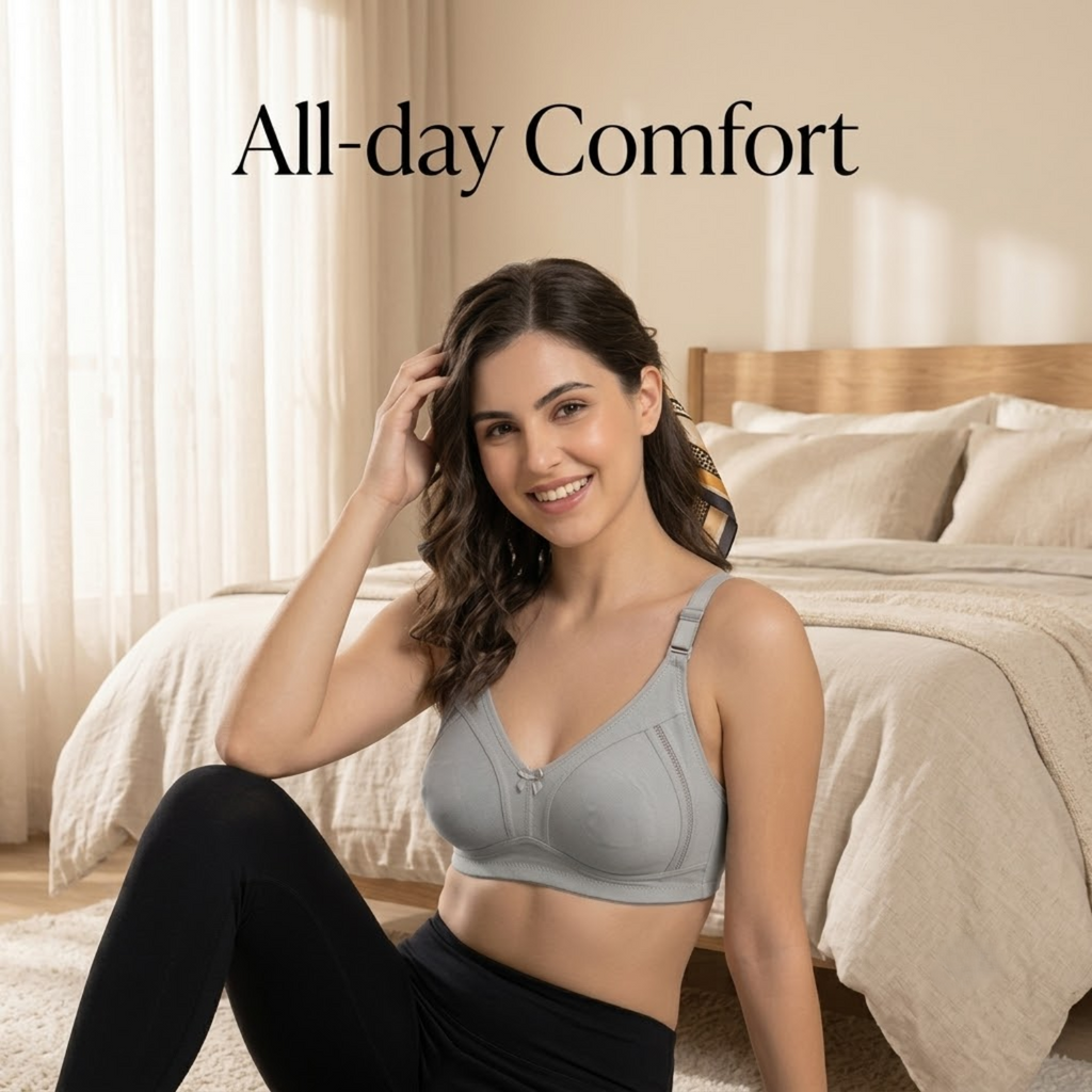 Elen Vosky Premium Women Bra Combo (Pack of 2) | Seamless Non-Padded Bra with Center Bow Design | 3-Hook Closure | Soft Fine Cotton Fabric | All-Day Comfort