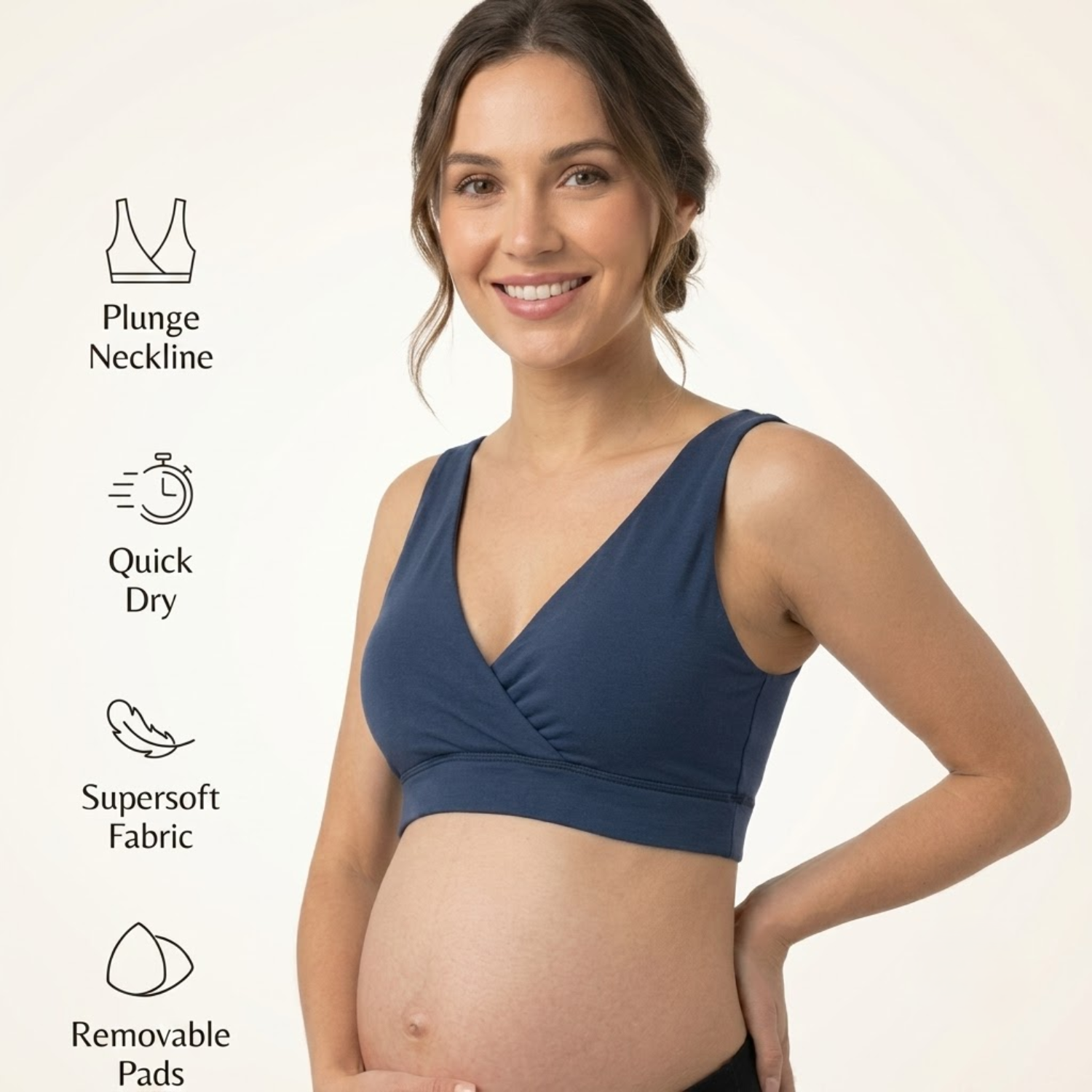 Elen Vosky Women's Maternity Bra | Padded Wireless Feeding Bra | Removeable Pads | Full Coverage | Soft Stretch Modal Fabric