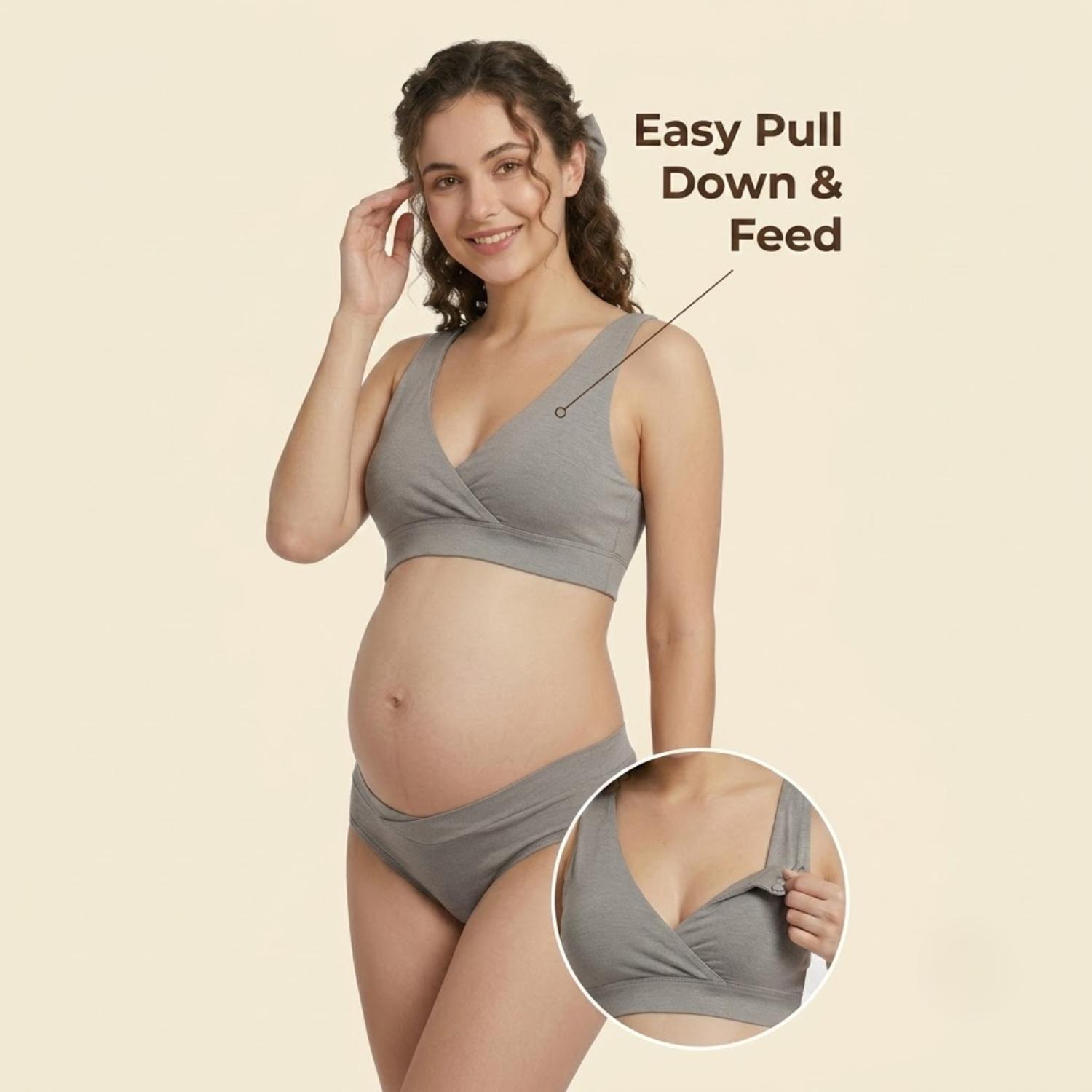 Maternity Nursing Bra panty Set: Full Coverage, Padded, Cotton, Comfortable Fit by Elen Vosky