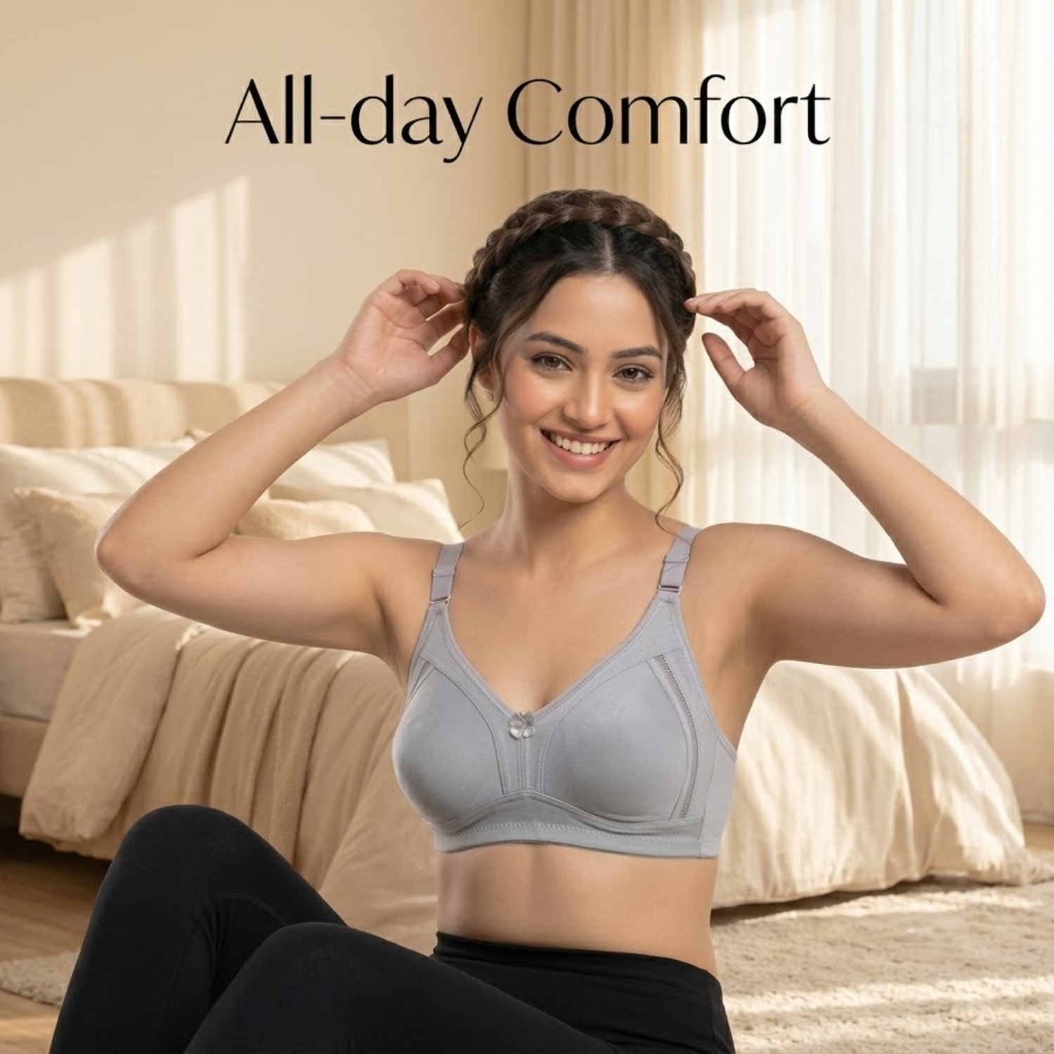 Elen Vosky Premium Women Bra Combo (Pack of 2) | Seamless Non-Padded Bra with Center Bow Design | 3-Hook Closure | Soft Fine Cotton Fabric | All-Day Comfort