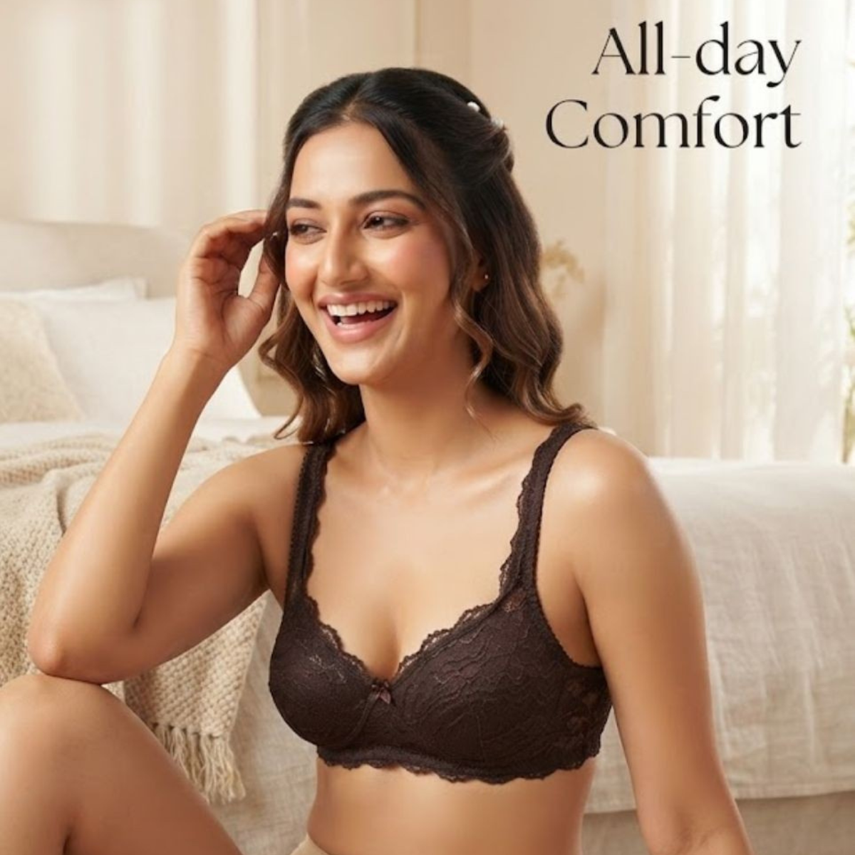 Non-Padded Bra for women | Full Lace & Floral Design | Wire-Free Comfortable Everyday Bra | Adjustable Straps | Lightweight Breathable Lingerie(Pack of 2)