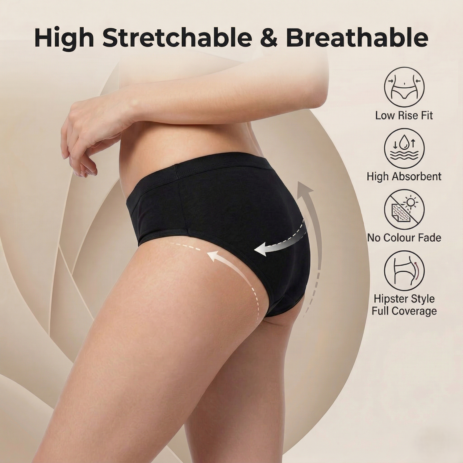 Elen Vosky Cotton Hipster Panties for Women Pack of 3 | panties in low rise | Stretch Waistband Grip Fit | Breathable Cotton Lycra Fabric | Stain Release Ladies Innerwear