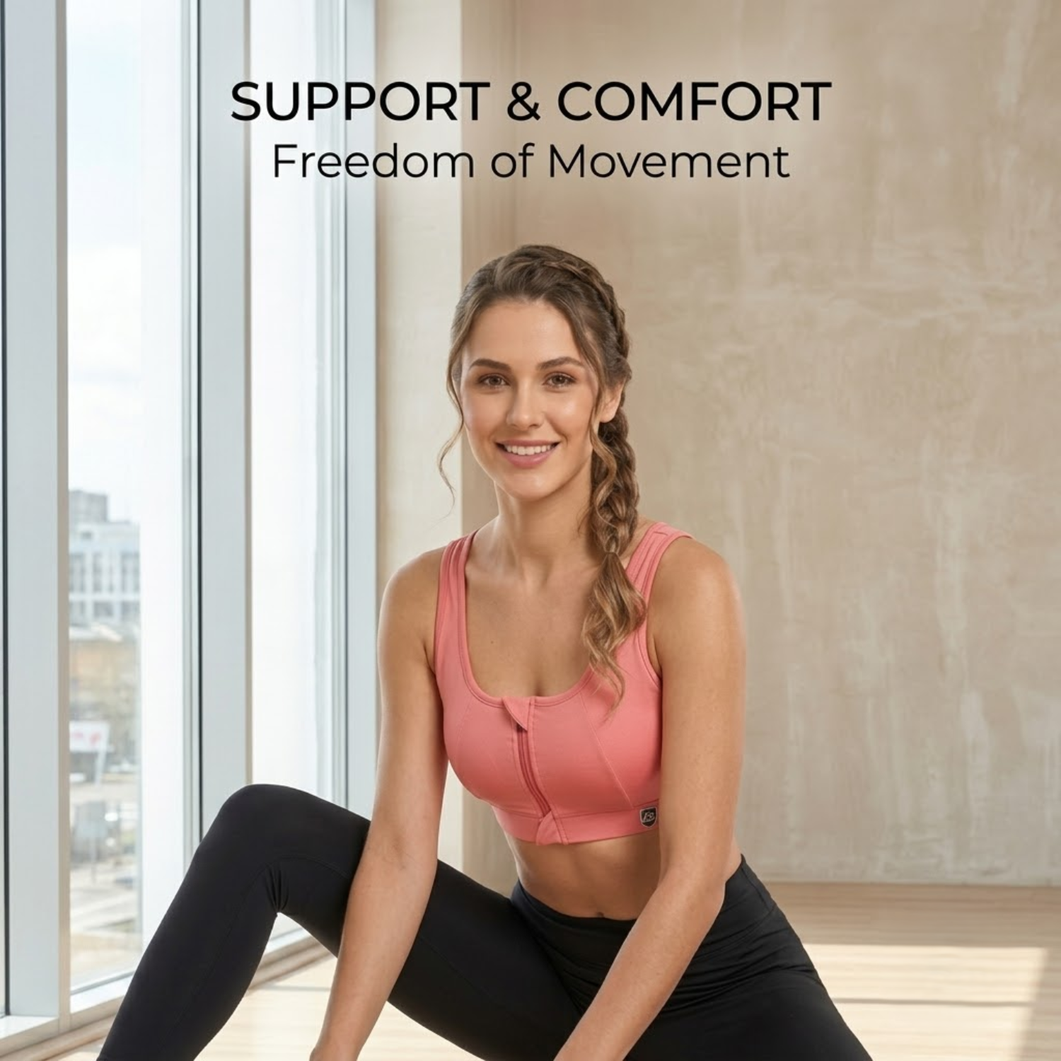 Elen Vosky Front Zip Sports Bra for Women | High Support Racerback Style| Wirefree Activewear | Running, Gym, Yoga & Fitness Bra