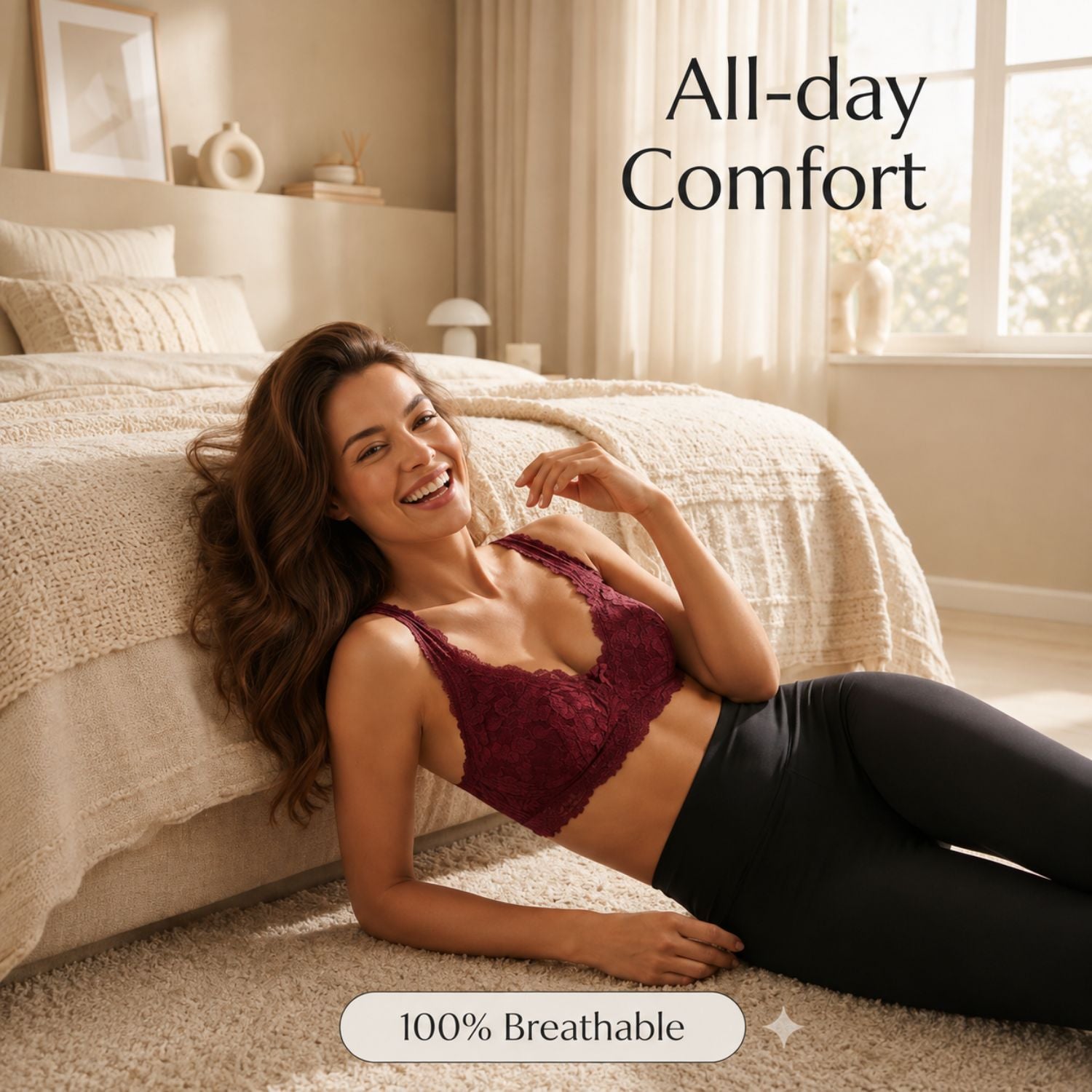 Non-Padded Bra for women | Full Lace & Floral Design | Wire-Free Comfortable Everyday Bra | Adjustable Straps | Lightweight Breathable Lingerie(Pack of 1)