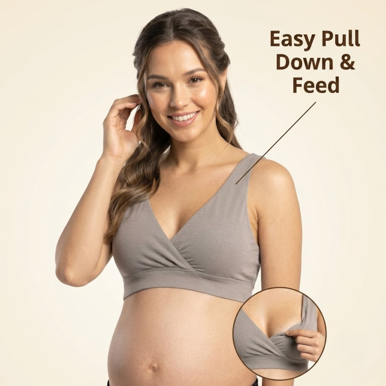 Elen Vosky Women's Maternity Bra | Padded Wireless Feeding Bra | Removeable Pads | Full Coverage | Soft Stretch Modal Fabric