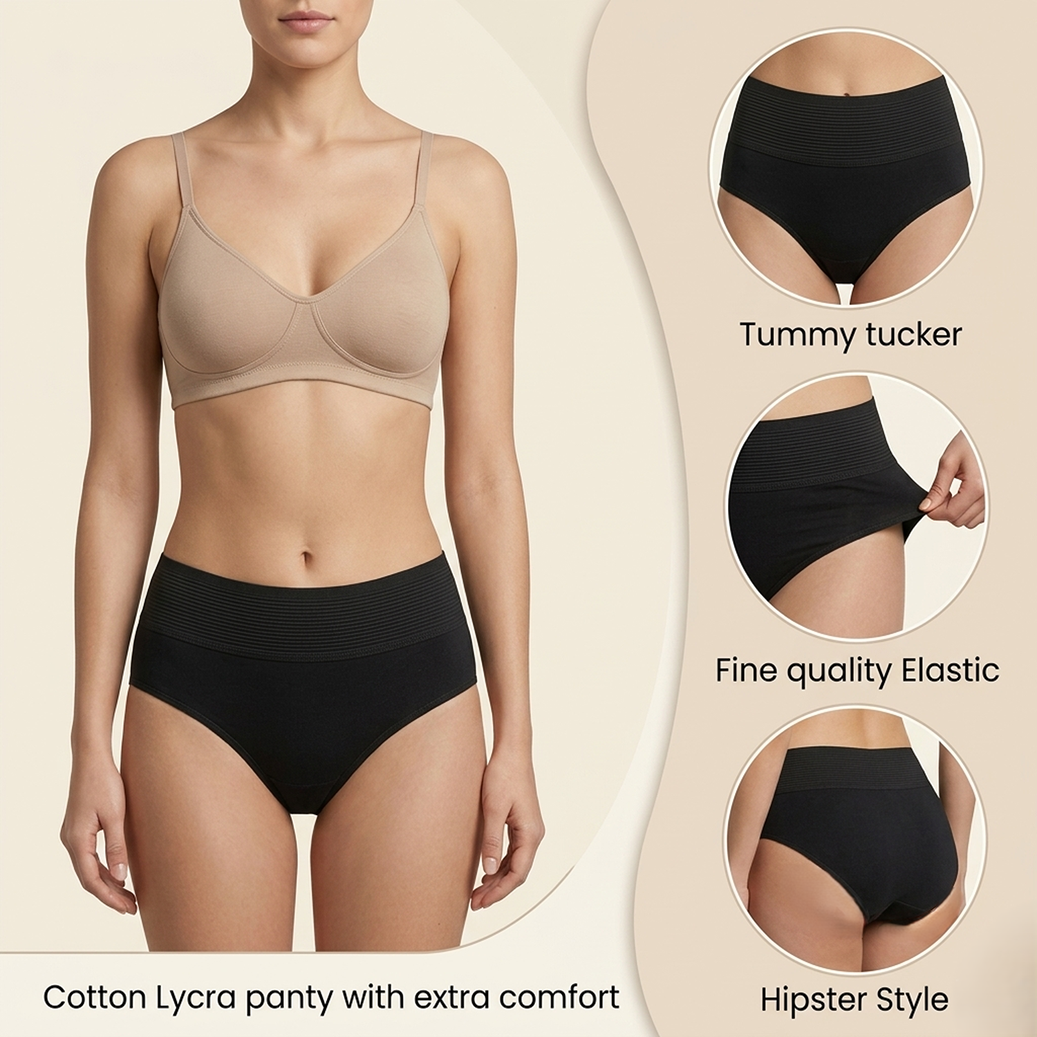 Elen Vosky Cotton Tummy Tucker  Hipster Panties for Women| Full Coverage Panties |Stretch Waistband Grip Fit | Anti Odor & Stain Release Ladies Innerwear |Pack of 3