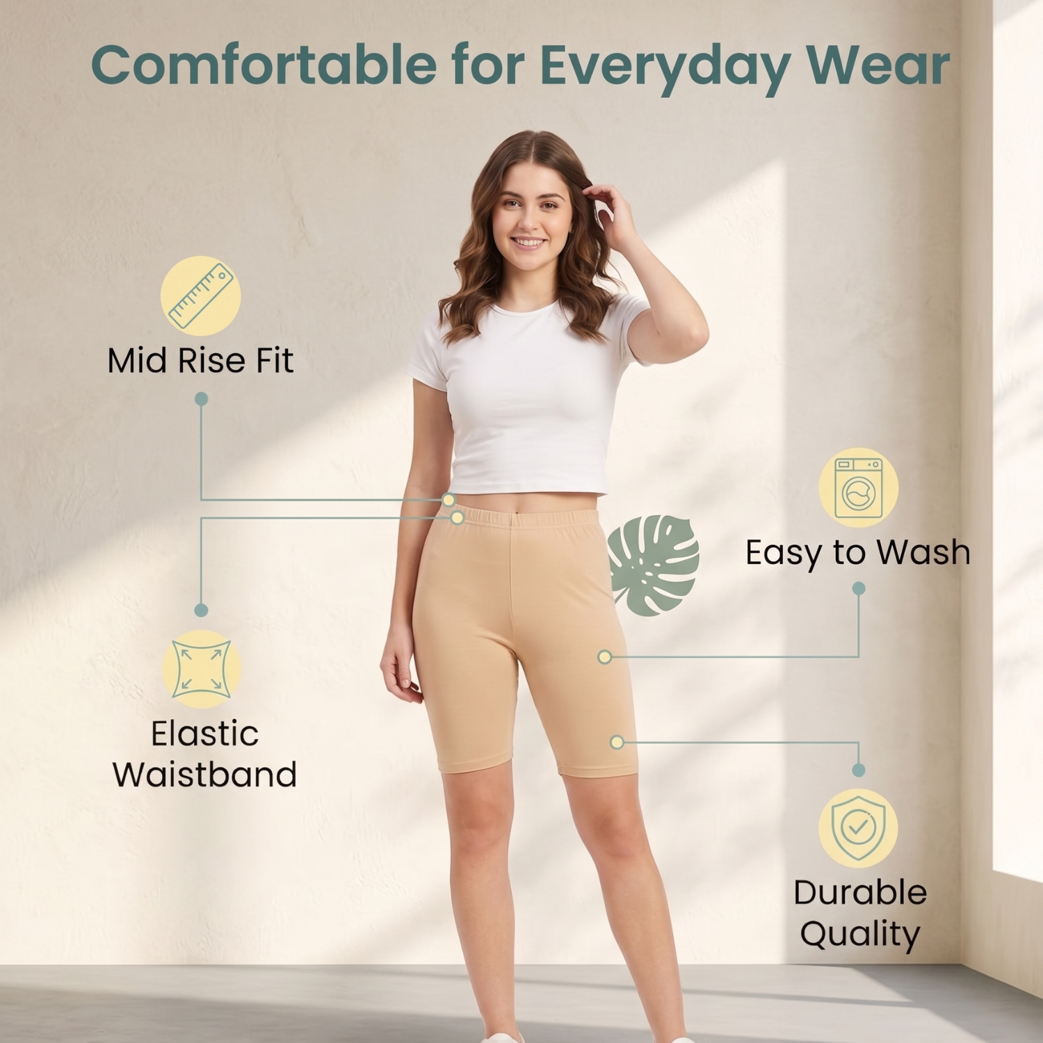 Elen Vosky Women’s Cotton Lycra Shorts | Stretchable, Soft & Breathable | Comfortable Elastic Waist Casual Shorts for Daily Wear, Gym & Lounge | Short for women (Pack of 3)