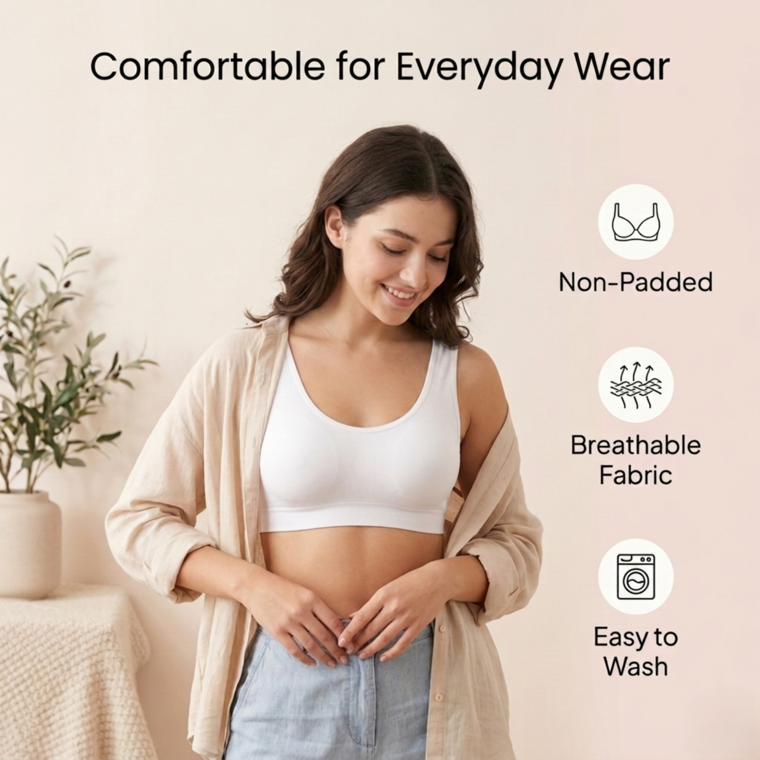 Elen Vosky Premium Teenager Bra | Ultra Soft Breathable Fabric | High Support Everyday Comfort | Seamless Smooth Fit Bra |Pack of 3
