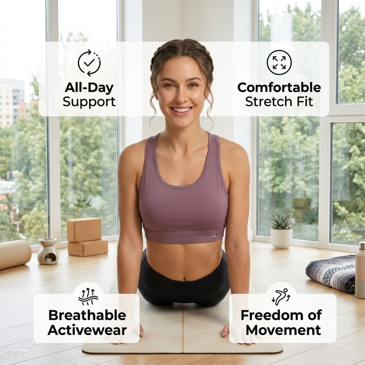 Elen Vosky Sports Bra for women | Fine Breathable Cotton Fabric | High Support Everyday Comfort | Workout Bra for Yoga, Running & Training