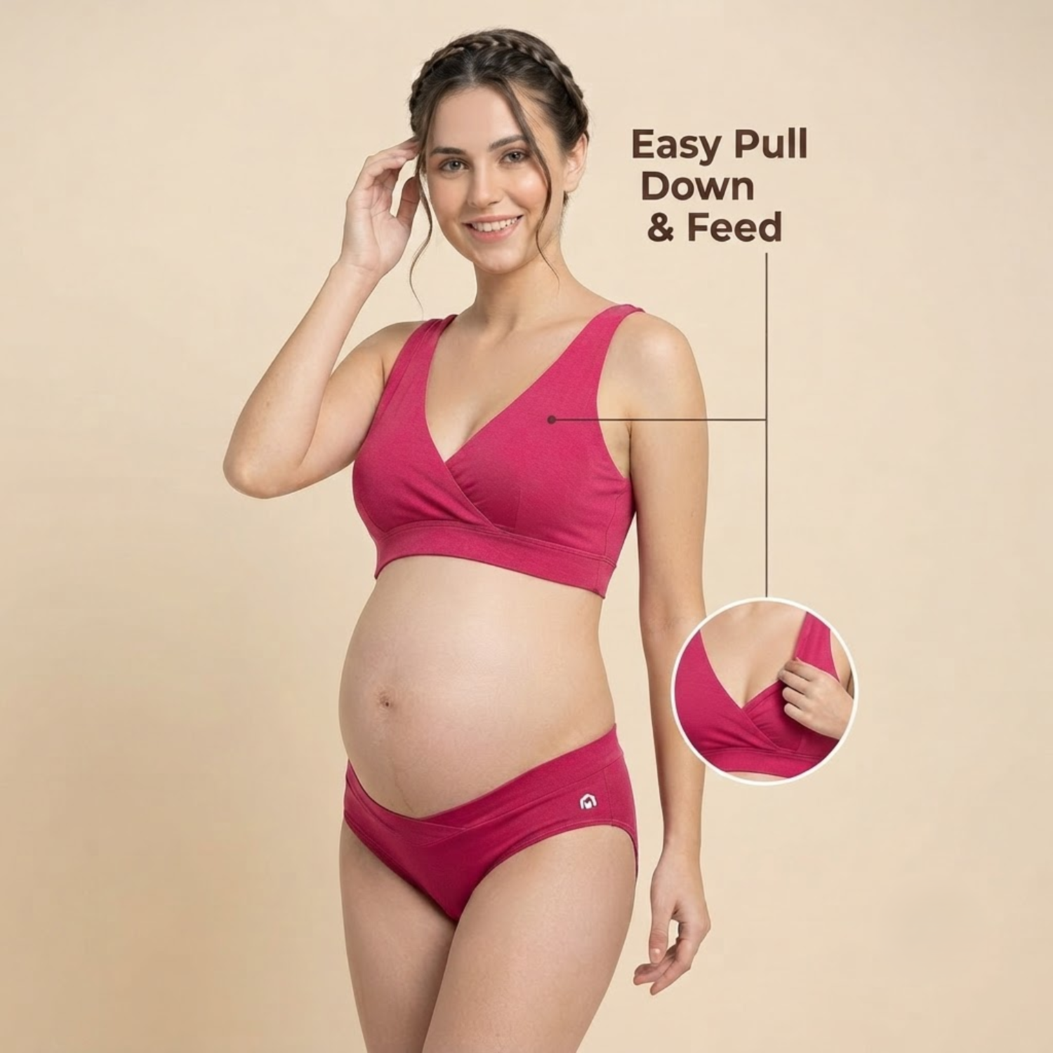Maternity Nursing Bra panty Set: Full Coverage, Padded, Cotton, Comfortable Fit by Elen Vosky