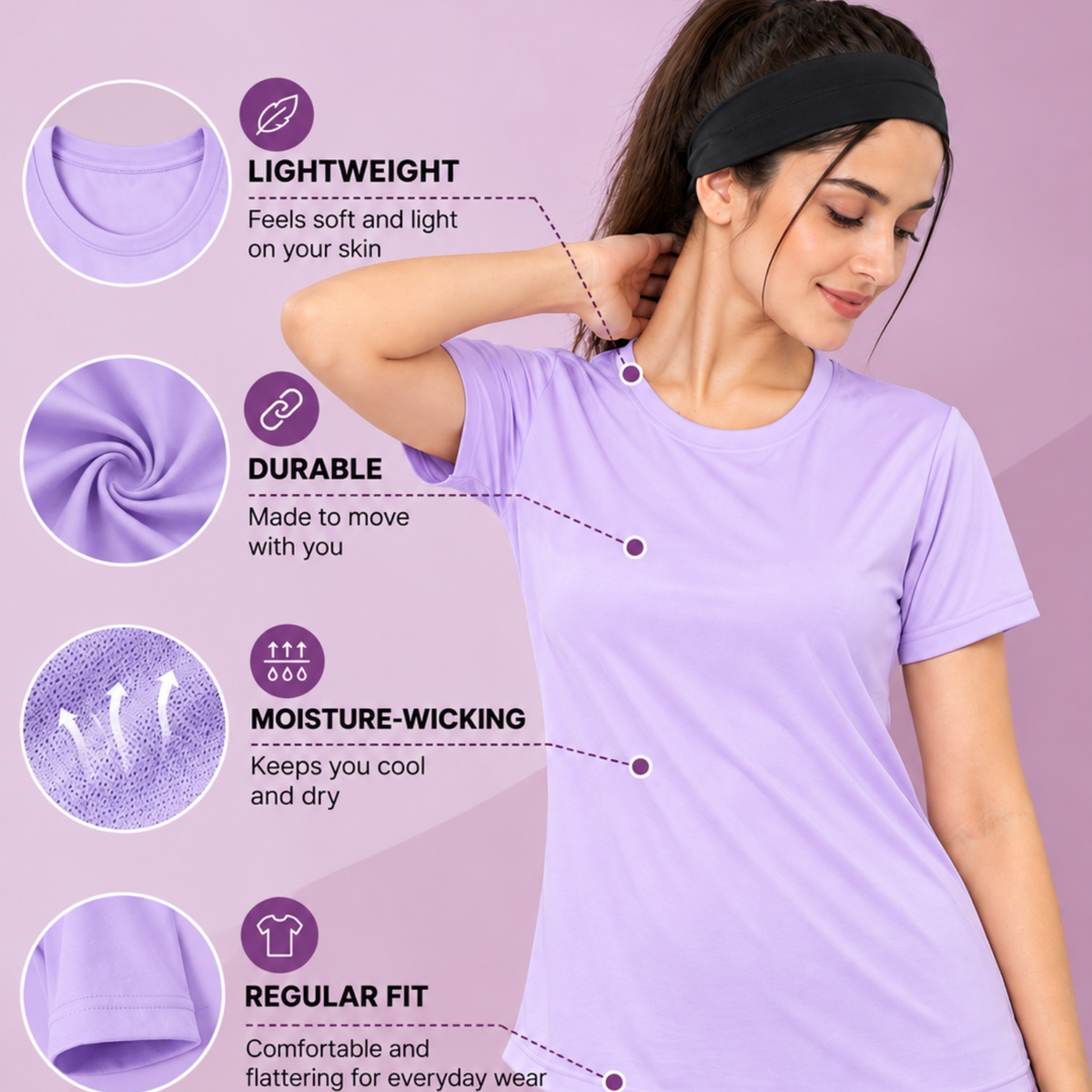 Gym tshirt for women workout | Activewear T-Shirt for Yoga, Workout, Gym I Round Neck Half Sleeve T-Shirt for Women's