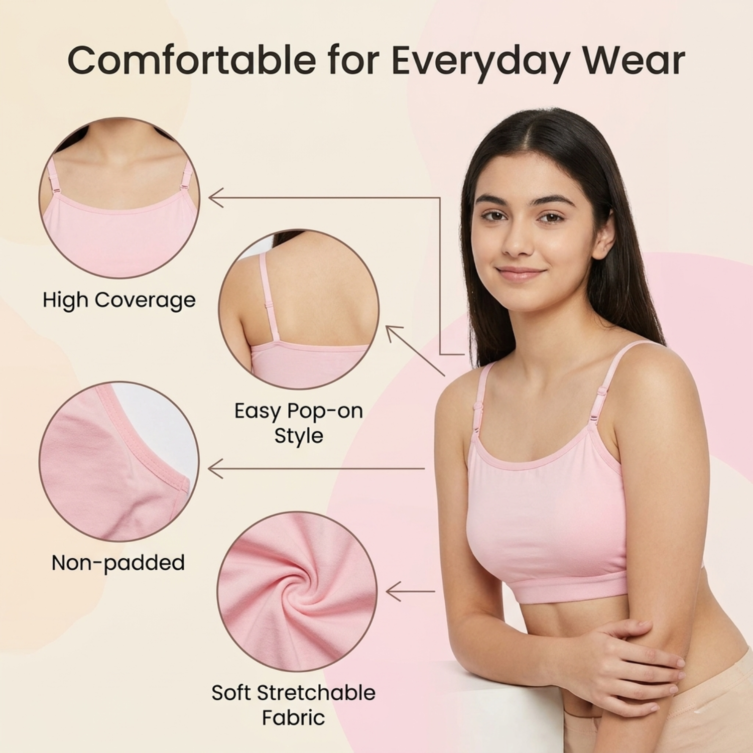 Elen Vosky Premium Teenager Bra | Ultra Soft Breathable Fabric | Breathable Cotton  Fabric |High Support Everyday Comfort | Seamless Smooth Fit Bra |Pack of 2 (Small)