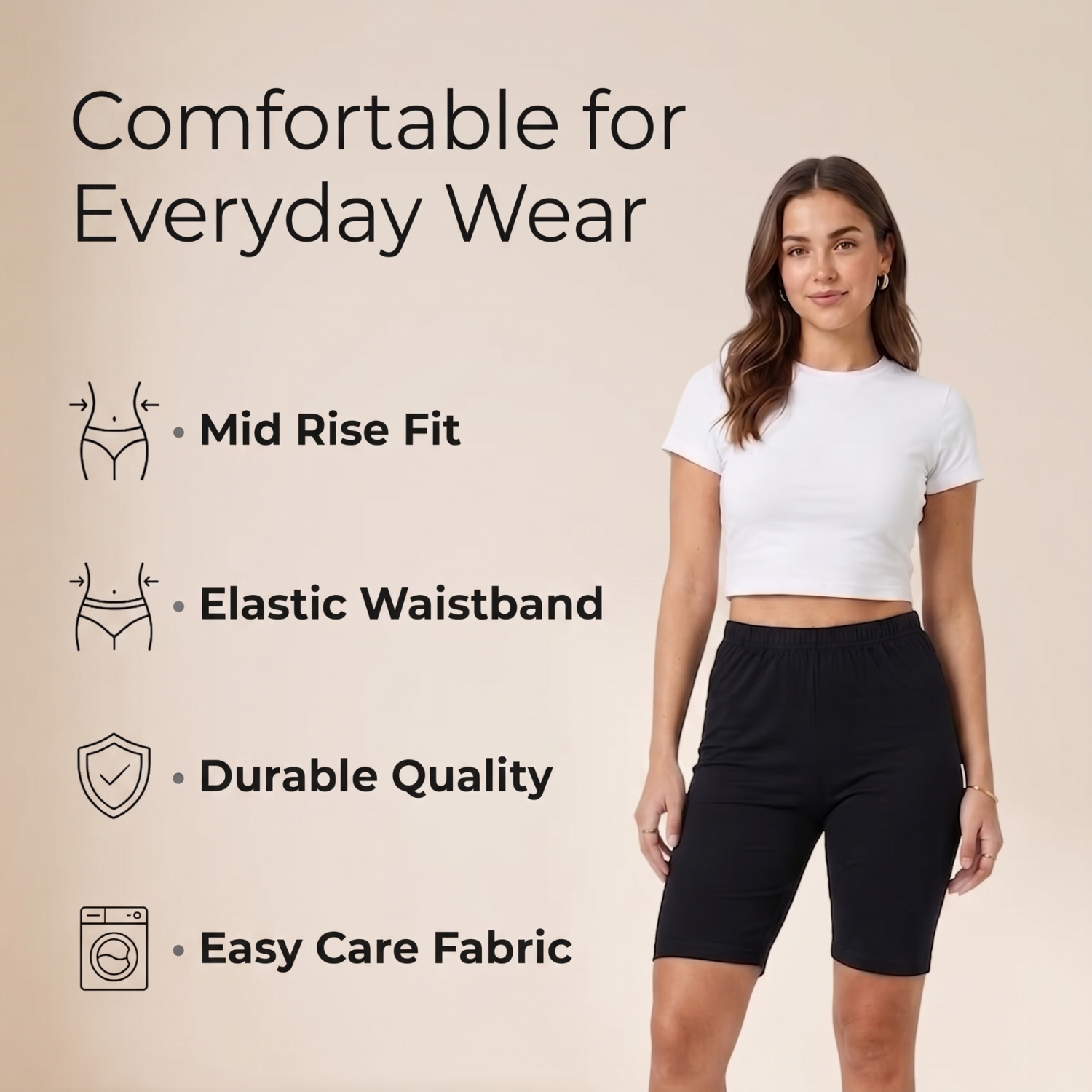 Elen Vosky Women’s Cotton  Shorts (Pack of 2) | Stretchable, Soft & Breathable | Comfortable Elastic Waist Casual Shorts for Daily Wear, Gym & Lounge | Short for women (Large)