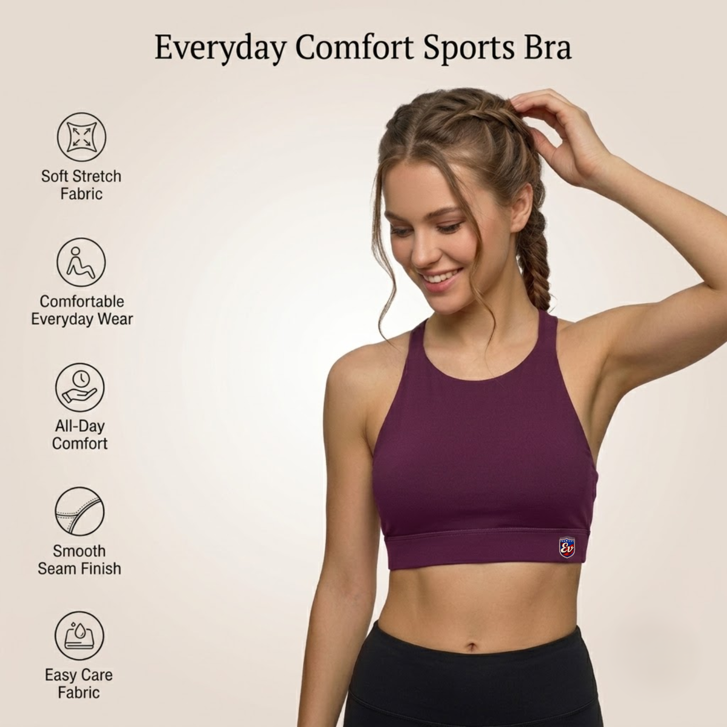 Elen Vosky Criss Cross Back Sports Bra for women | Wirefree Medium Support Workout Bra | Activewear for  Yoga, Gym, Training
