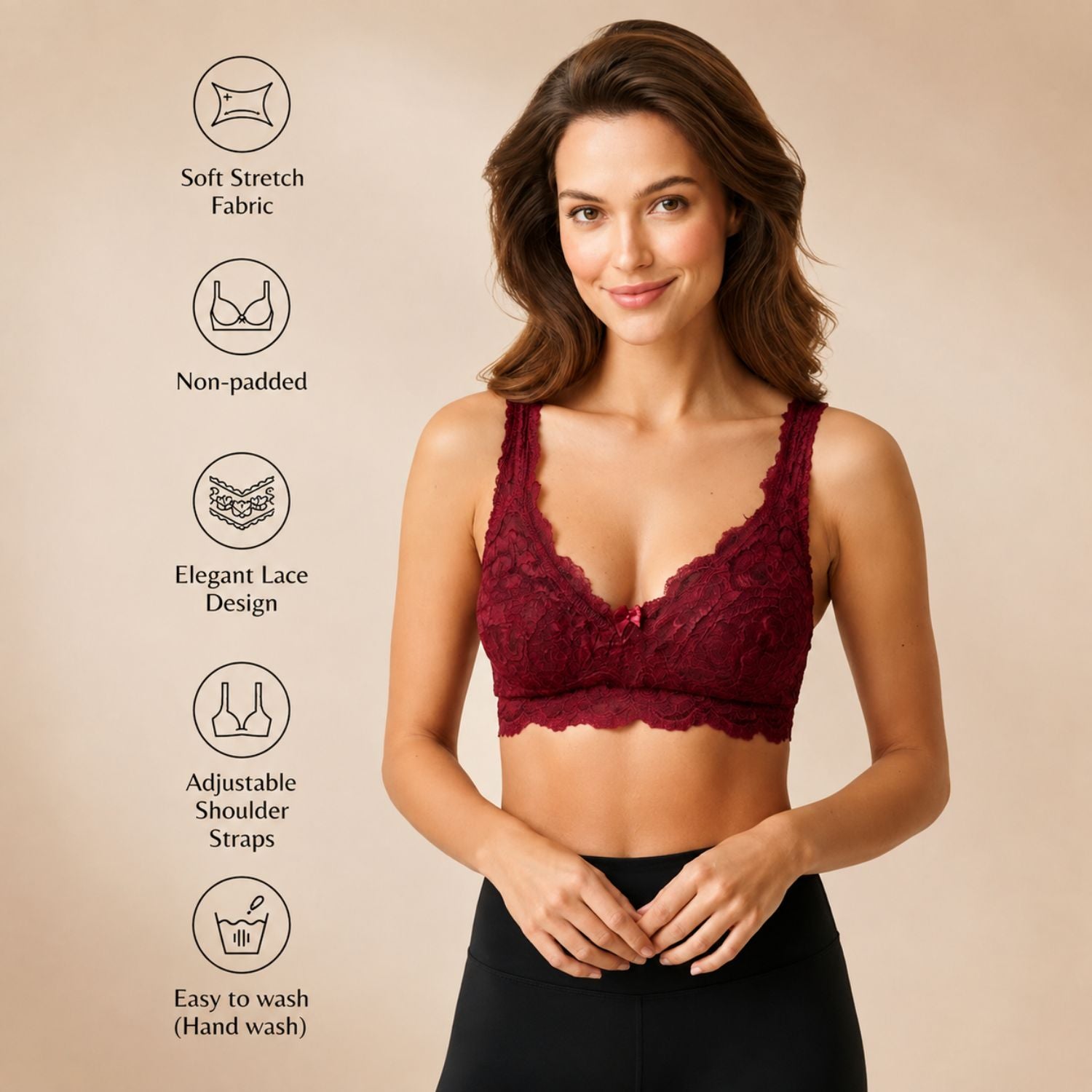 Non-Padded Bra for women | Full Lace & Floral Design | Wire-Free Comfortable Everyday Bra | Adjustable Straps | Lightweight Breathable Lingerie(Pack of 1)