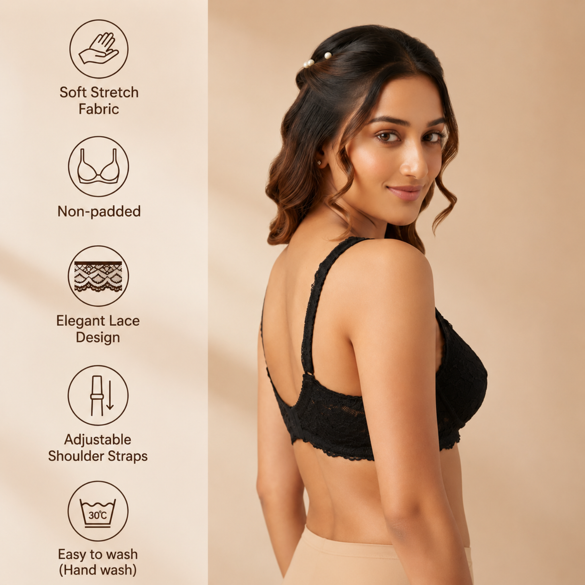 Non-Padded Bra for women | Full Lace & Floral Design | Wire-Free Comfortable Everyday Bra | Adjustable Straps | Lightweight Breathable Lingerie(Pack of 2)