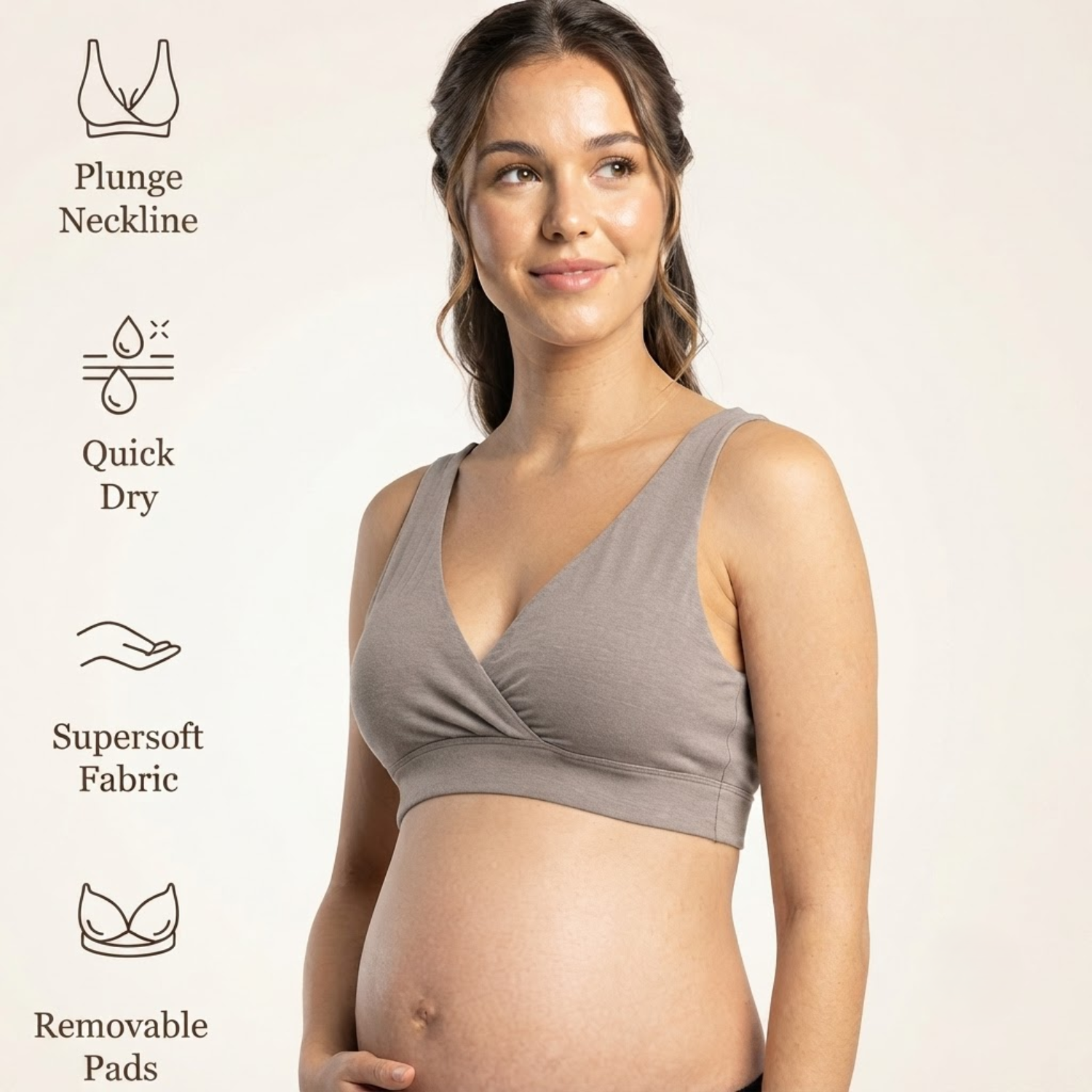 Elen Vosky Women's Maternity Bra | Padded Wireless Feeding Bra | Removeable Pads | Full Coverage | Soft Stretch Modal Fabric