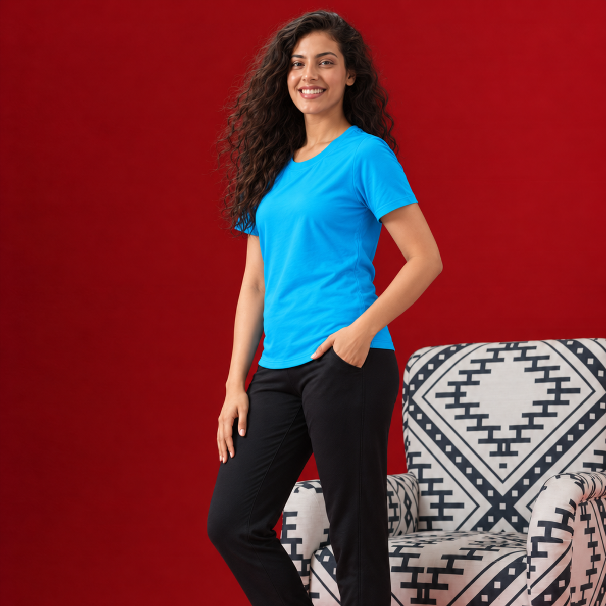 Women Gym Wear Set | Round Neck Half Sleeve T-Shirt & Leggings Combo | Comfortable Yoga, Workout, Running Set for Women