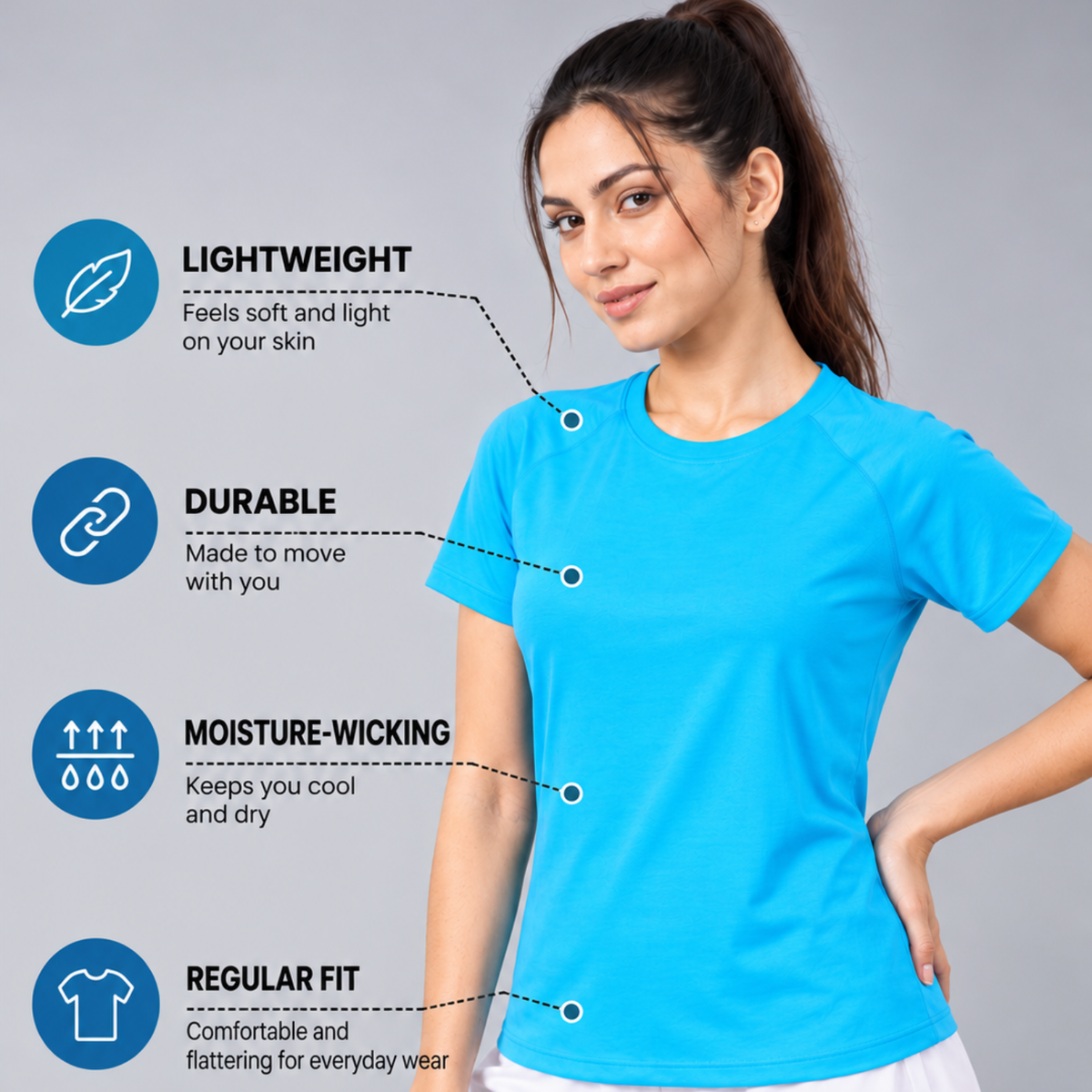 Gym tshirt for women workout | Activewear T-Shirt for Yoga, Workout, Gym I Round Neck Half Sleeve T-Shirt for Women's