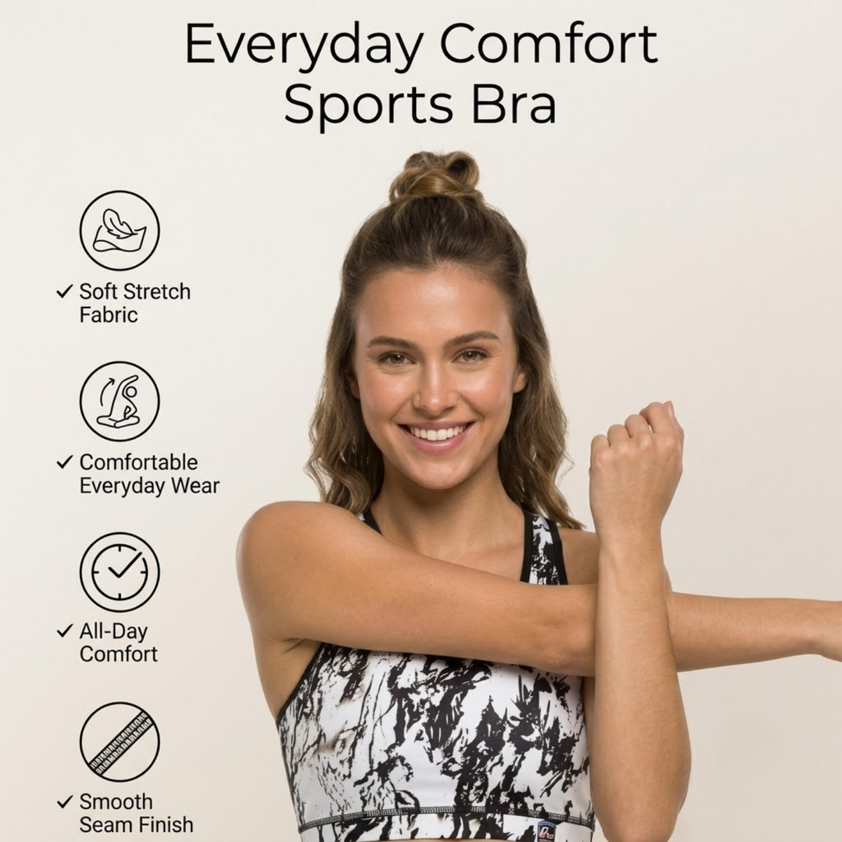 Elen Vosky Women's Sports Bra | Non-Padded Wirefree Activewear | Soft Stretch Fabric | Support for Gym, Yoga & Daily Wear | Racerback Bra