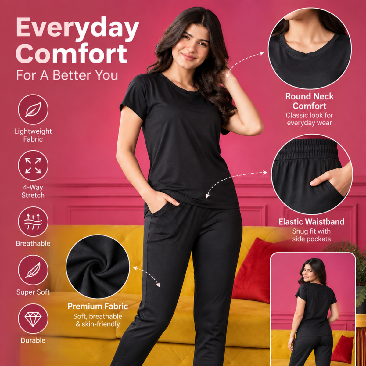 Gym tshirt for women workout | Activewear T-Shirt for Yoga, Workout, Gym I Round Neck Half Sleeve T-Shirt for Women's