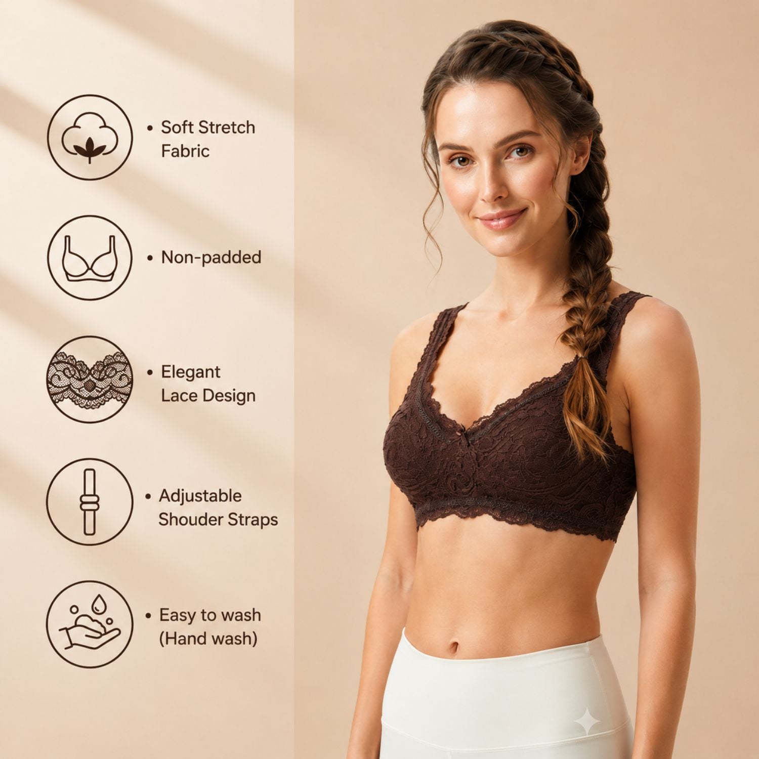 Non-Padded Bra for women | Full Lace & Floral Design | Wire-Free Comfortable Everyday Bra | Adjustable Straps | Lightweight Breathable Lingerie(Pack of 1)