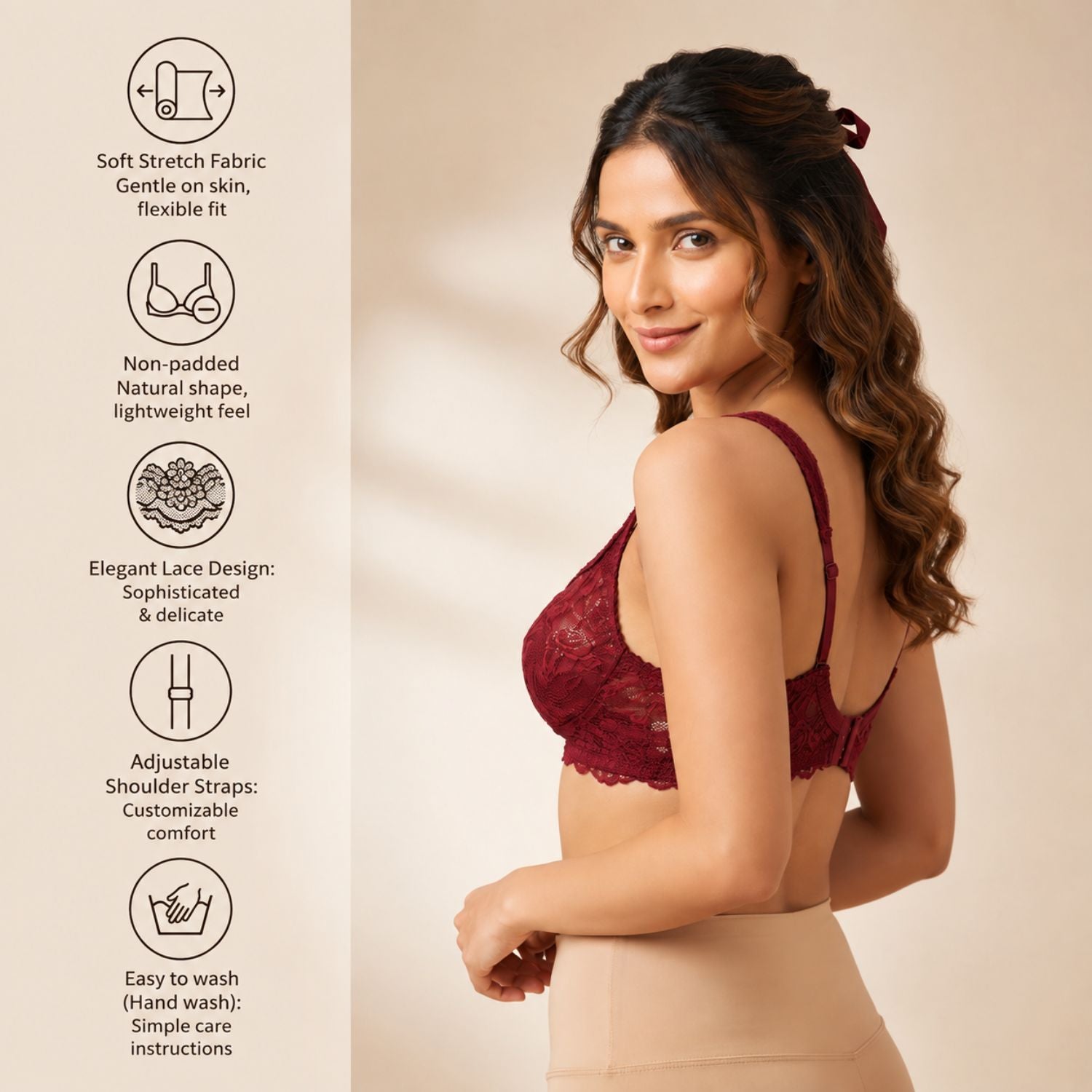 Non-Padded Bra for women | Full Lace & Floral Design | Wire-Free Comfortable Everyday Bra | Adjustable Straps | Lightweight Breathable Lingerie(Pack of 2)