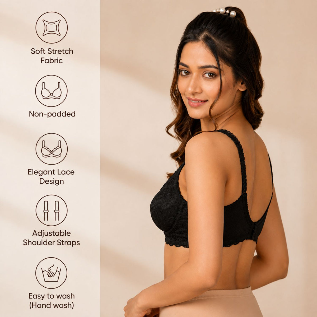 Non-Padded Bra for women | Full Lace & Floral Design | Wire-Free Comfortable Everyday Bra | Adjustable Straps | Lightweight Breathable Lingerie(Pack of 2)