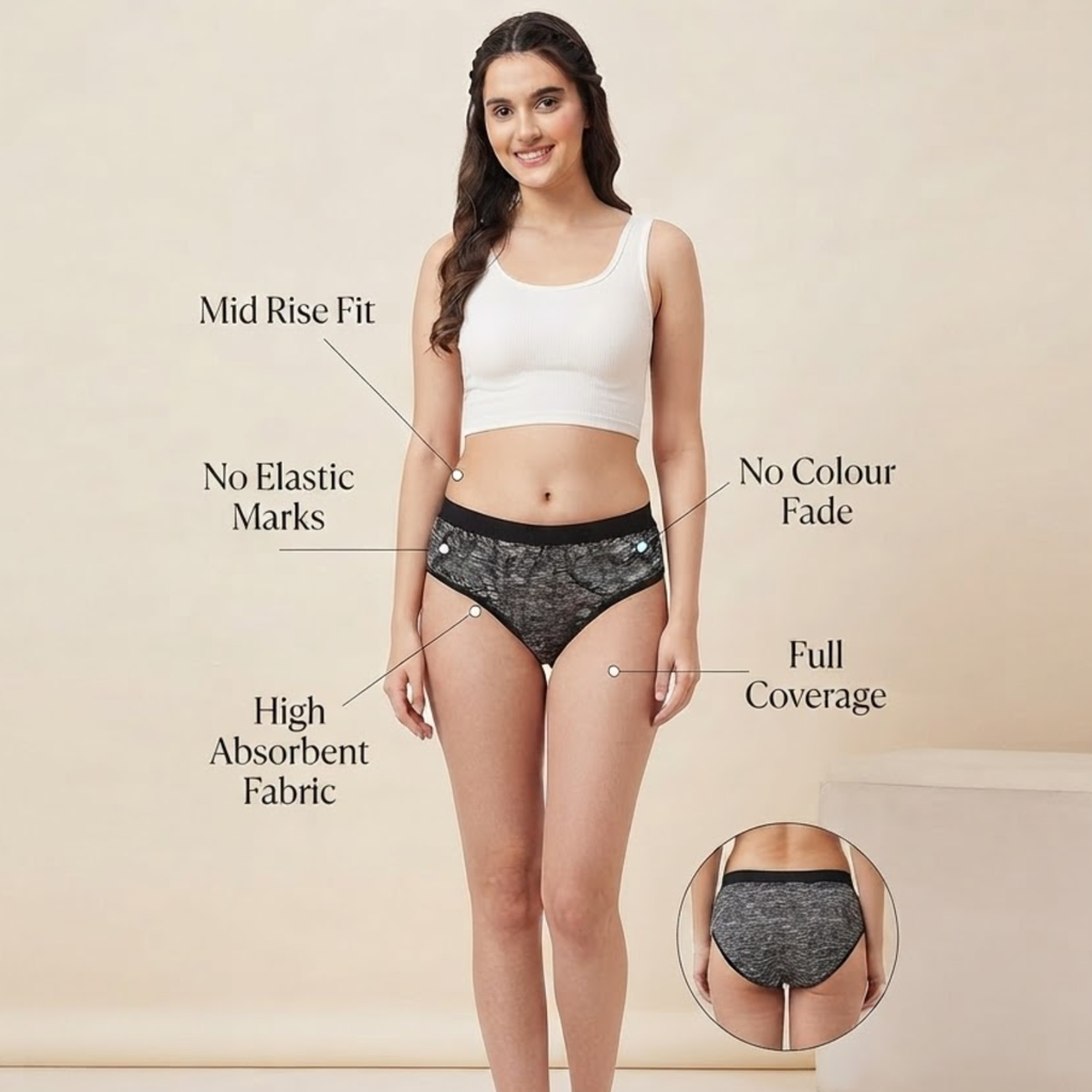 Elen Vosky Soft Cotton  Panties for Women (Pack of 3) | Mid Rise Full Coverage Hipster Panties | Soft Stretch Waistband | Anti Odor Comfortable Everyday Wear (Large)