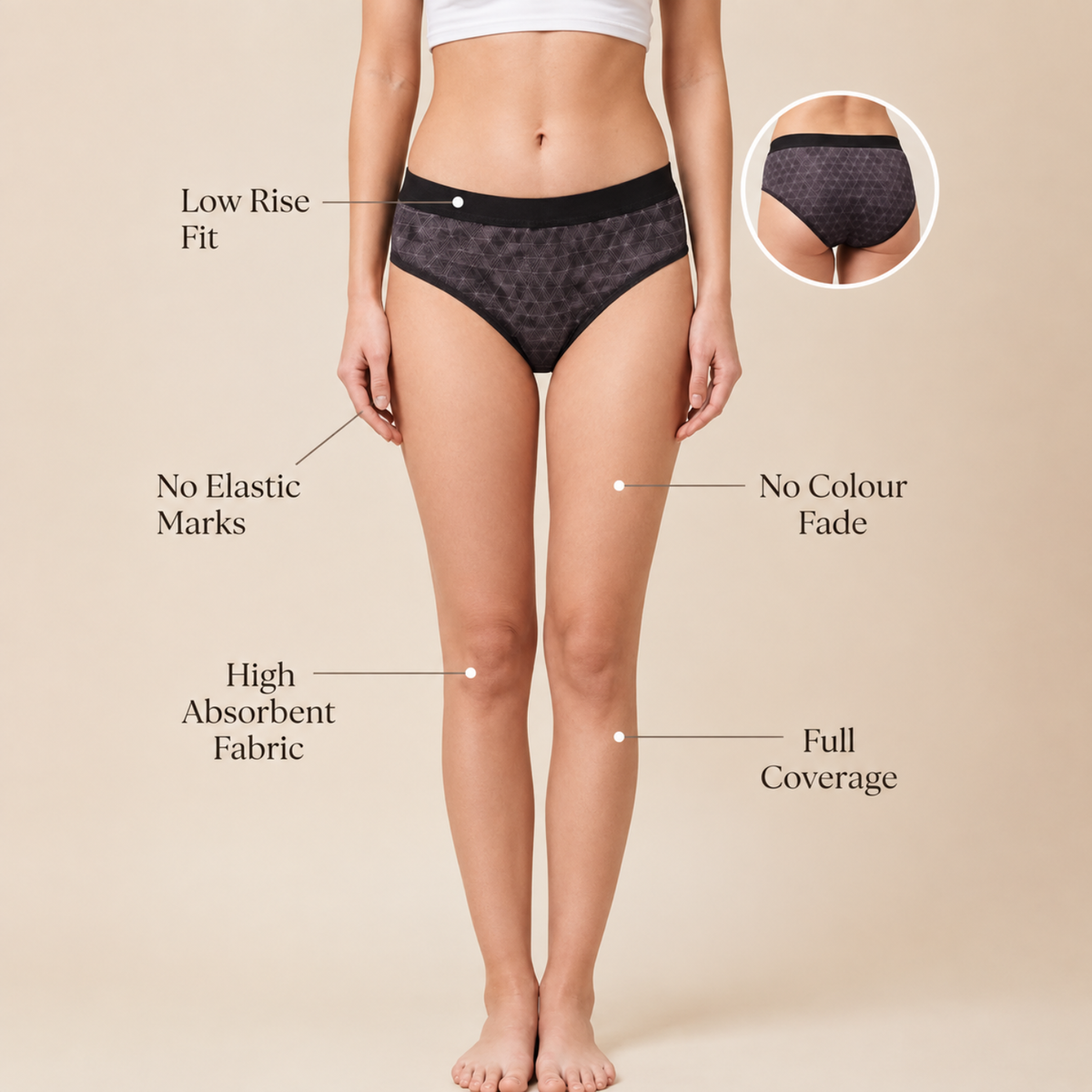 Women's Cotton Blend Low Rise Seamed panty set for women | Underwear for Women combo