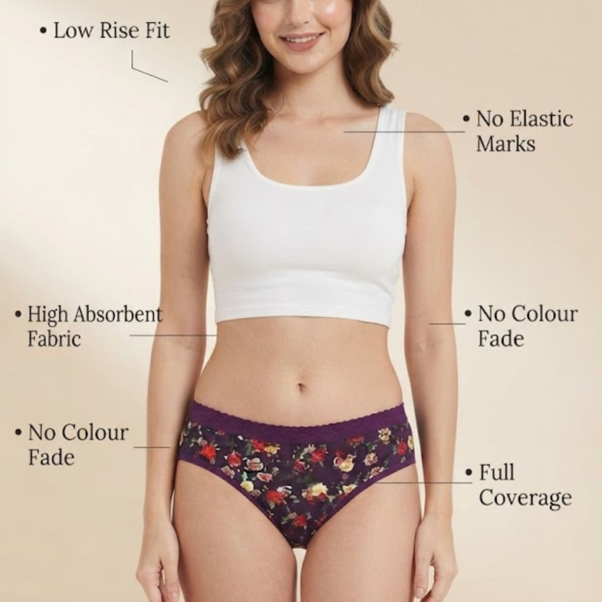 Women's Cotton Blend Low Rise Seamed panty set for women | Underwear for Women combo
